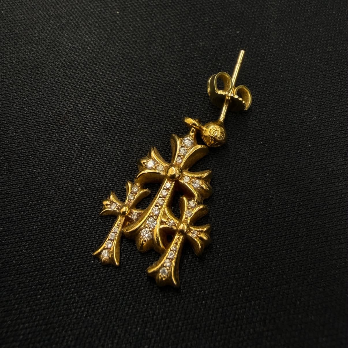 CHROME HEARTS 22K Triple Cross Earring Pave Diamond クロムハーツ 22K トリプルクロス イヤリング パヴェダイヤモンド ピアス