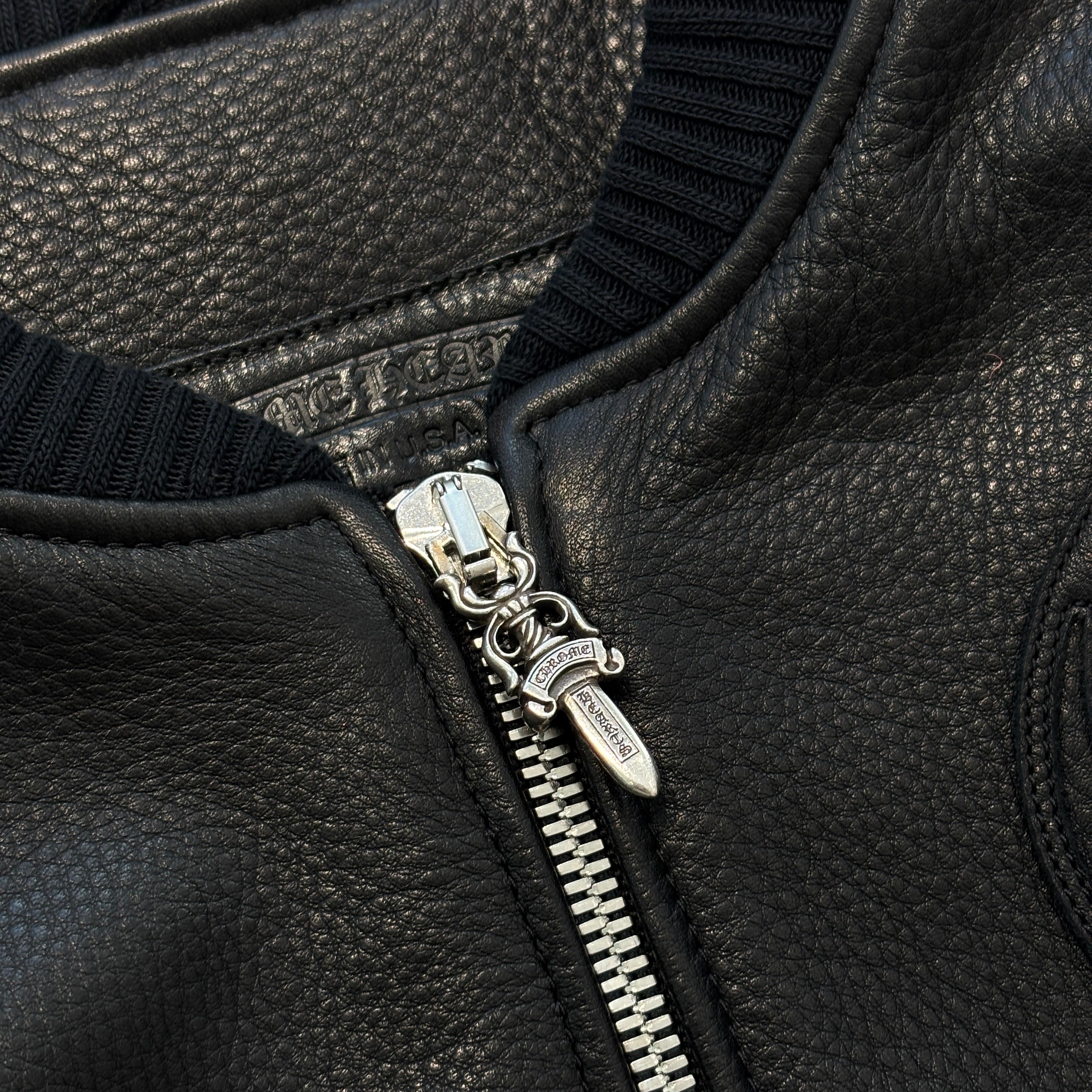 CHROME HEARTS LETTERMAN CH Patch Leather Blouson Jacket Size M クロムハーツ レターマン CHパッチ レザーブルゾンジャケット サイズM