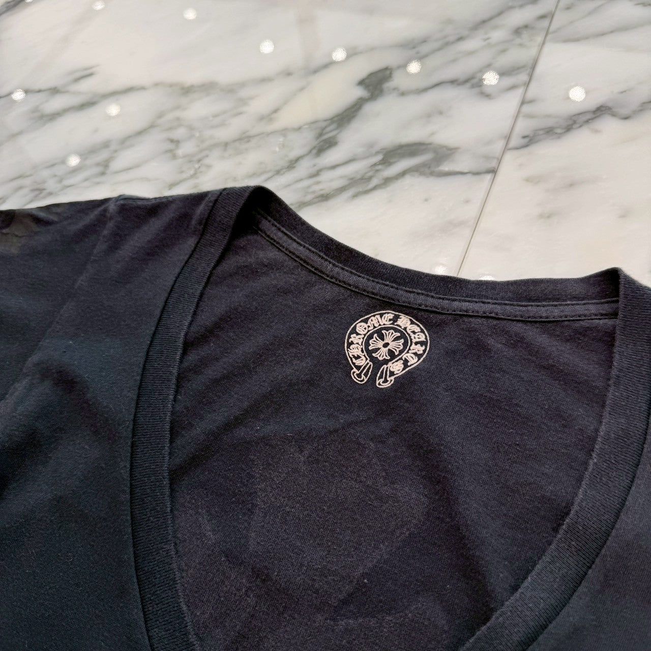 CHROME HEARTS CH Plus Pattern Triple Cross Print V Neck Tee Size