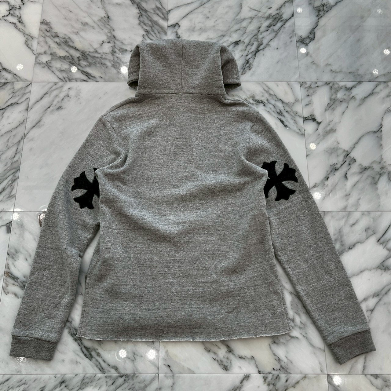 CHROME HEARTS Y NOT 3 Cemetery Cross Leather Patch Pullover Hoodie Size S クロムハーツ ワイノット 3 セメタリークロス レザーパッチ プルオーバーフーディー サイズS