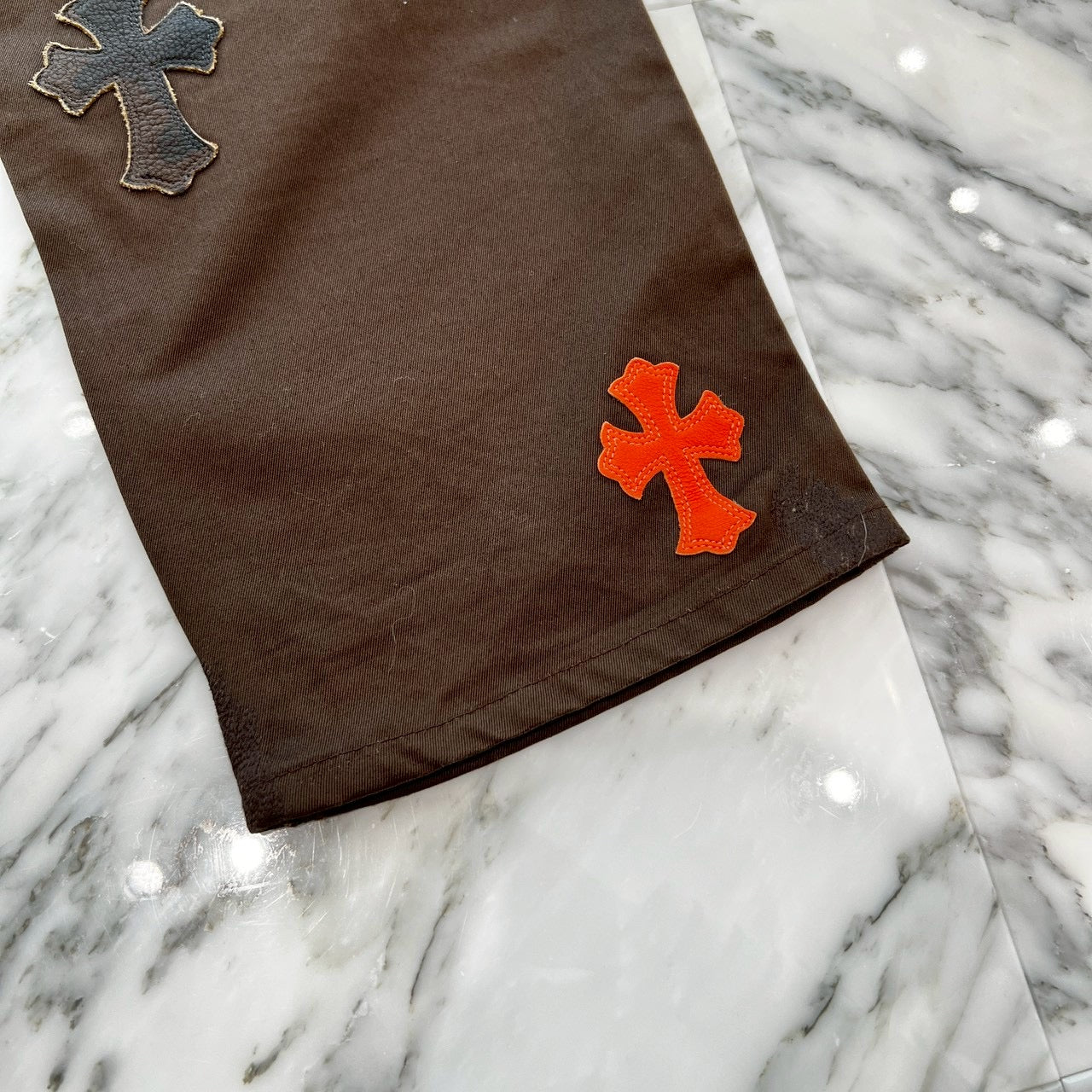 CHROME HEARTS Multi Leather Patch Carpenter Cross Ball Button Denim Pants Size 33 クロムハーツ マルチレザーパッチ カーペンター クロスボールボタン デニムパンツ サイズ33