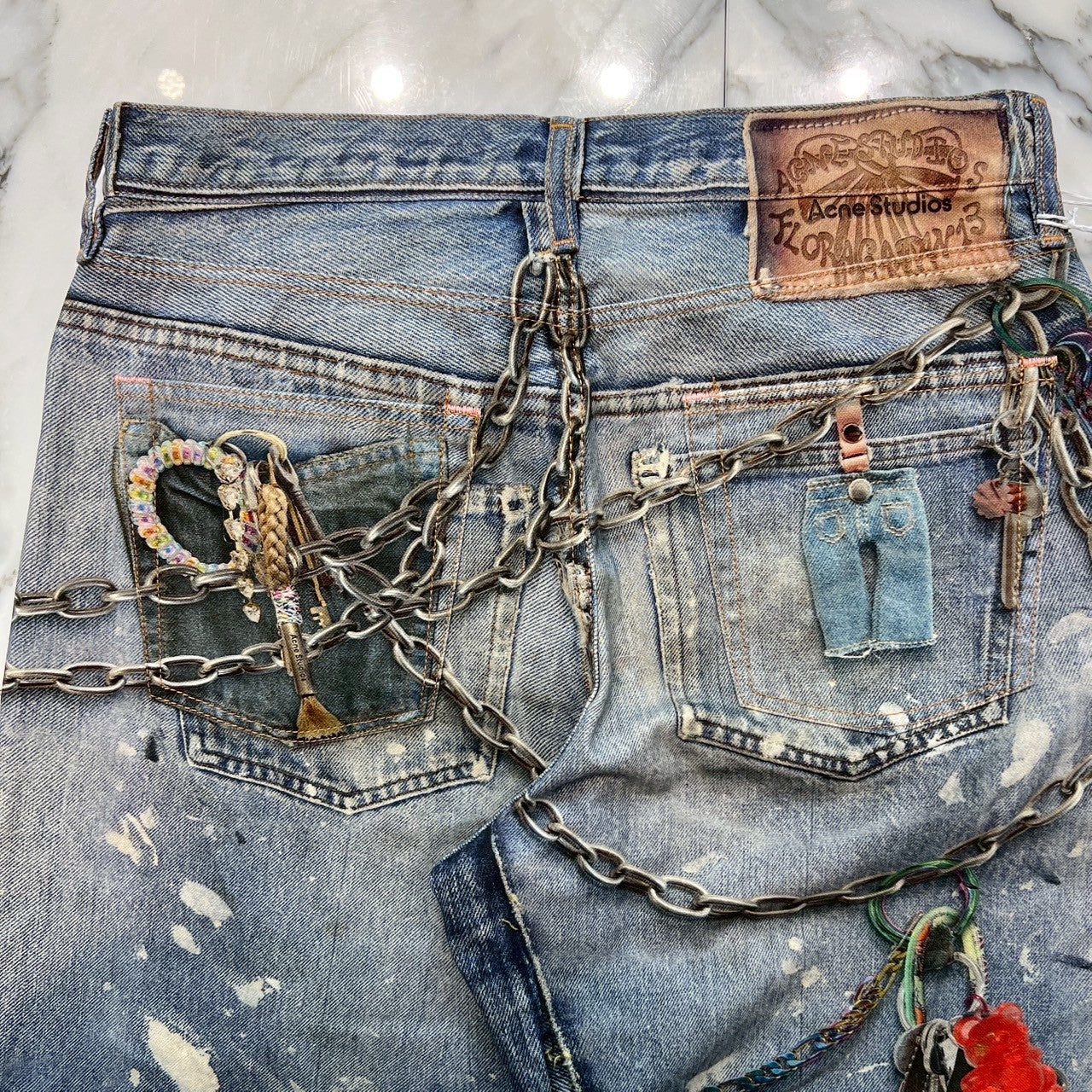 Acne Studios 2024SS Trompe Loeil Chain Graphic Over Denim Pants FN