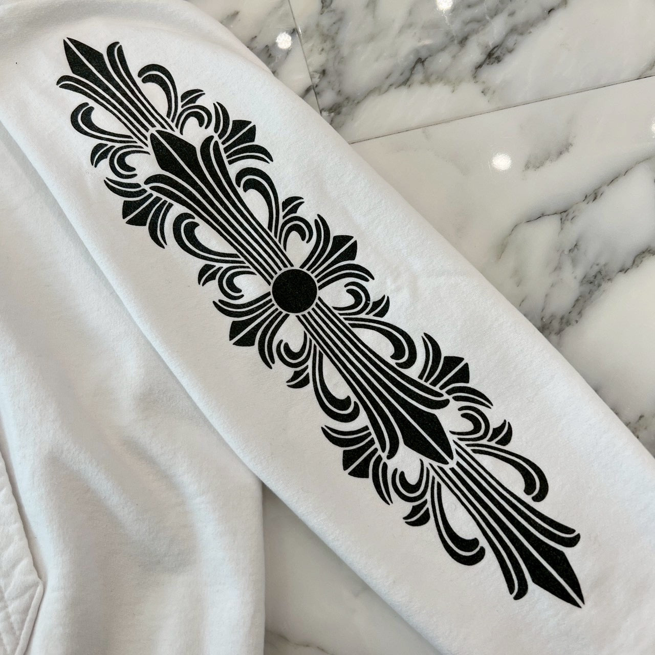 CHROME HEARTS Floral Cross Horseshoe Zip Up Hoodie Size L クロムハーツ フローラルクロス ホースシュー ジップアップフーディ サイズL