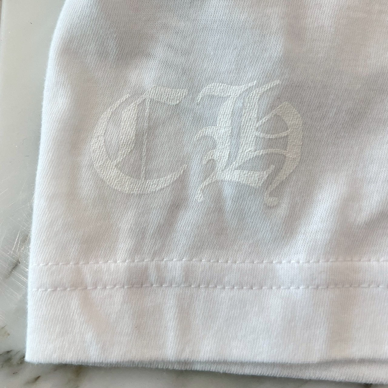 CHROME HEARTS 2025SS Old English Neck Logo Neon Blue Tee Size M クロムハーツ オールドイングリッシュ ネックロゴ ネオンブルー Tシャツ サイズM