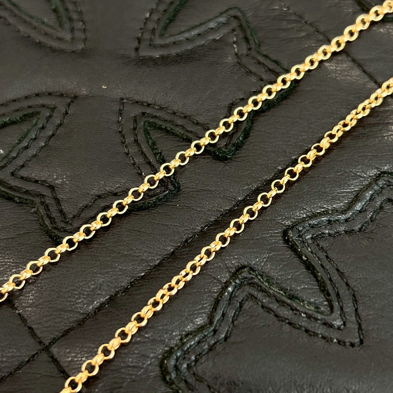 CHROME HEARTS 22K Safety Pin 1 Diamond Roll Chain Necklace Size 18 Inch クロムハーツ 22K セーフティピン 1ダイヤモンド ロールチェーン ネックレス 18インチ