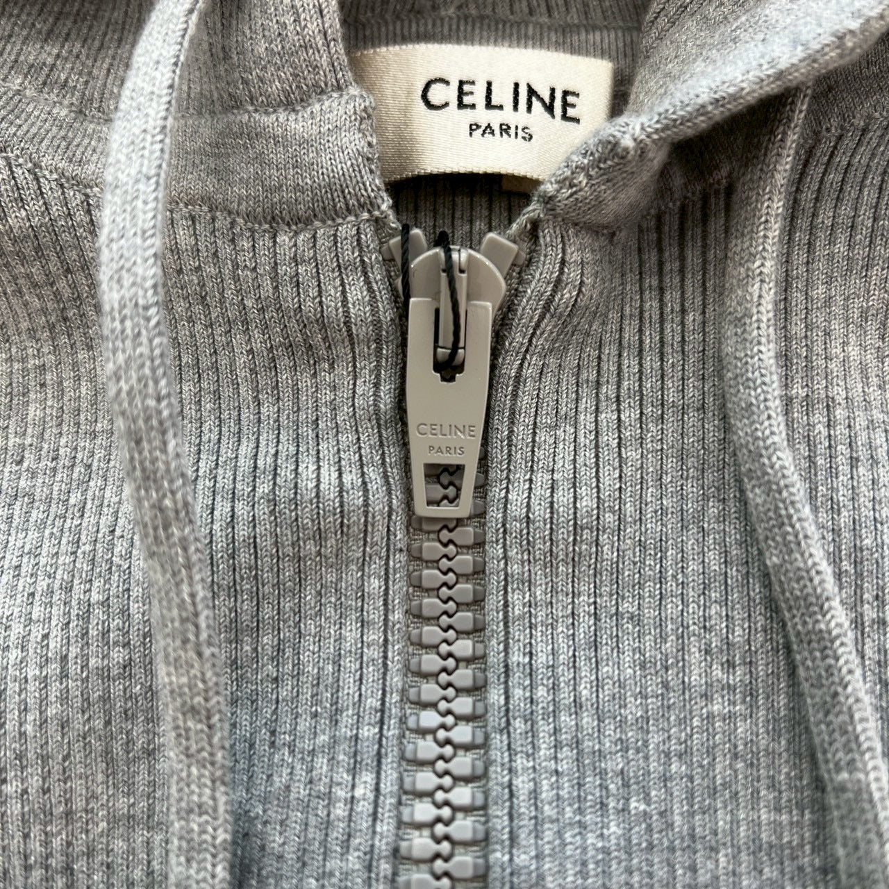 CELINE 2022AW Zip Up Logo Short Sleeve Hoodie 2A27Z372N Size L セリーヌ ジップアップ ロゴ ショートスリーブ フーディ サイズL