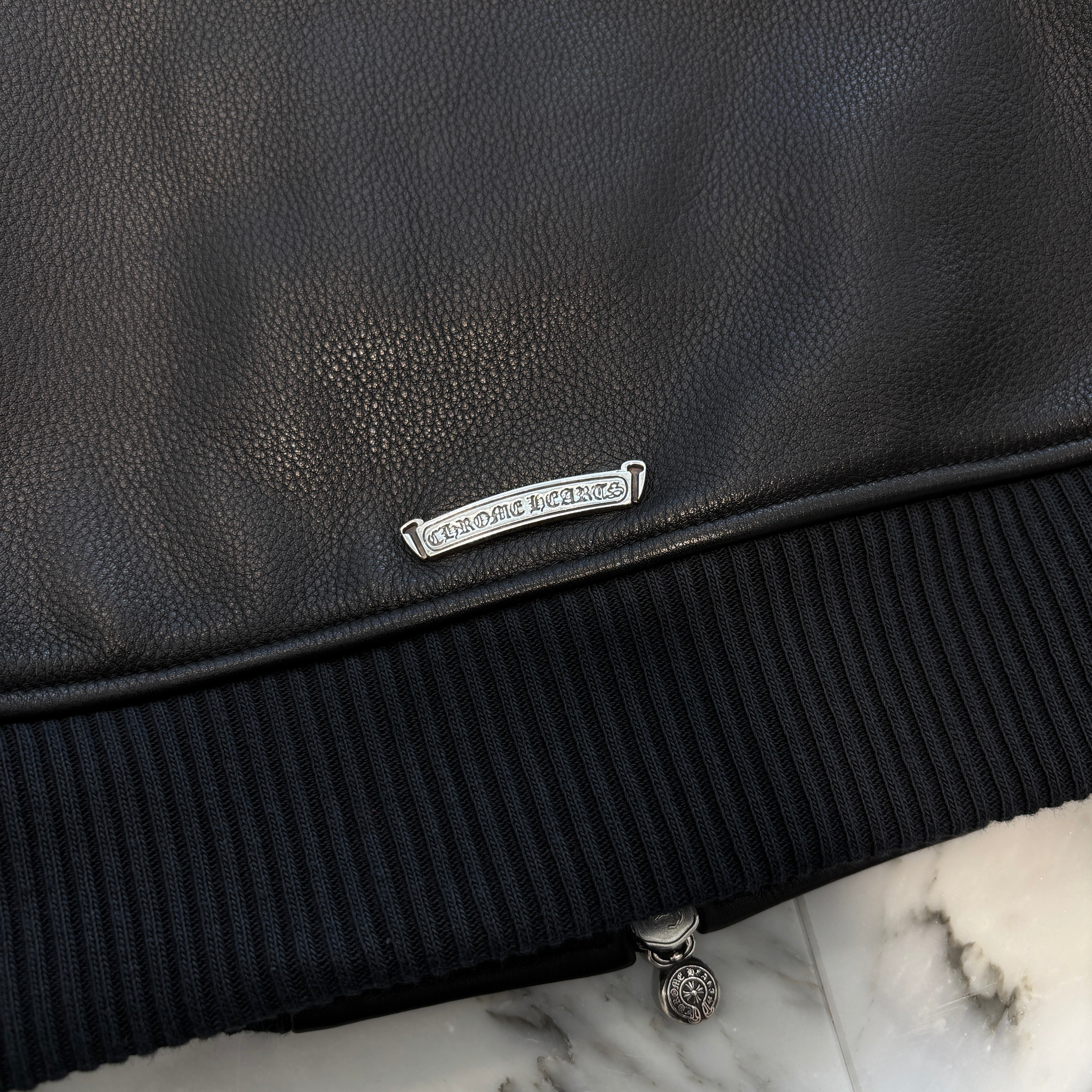 CHROME HEARTS LETTERMAN CH Patch Leather Blouson Jacket Size M クロムハーツ レターマン CHパッチ レザーブルゾンジャケット サイズM