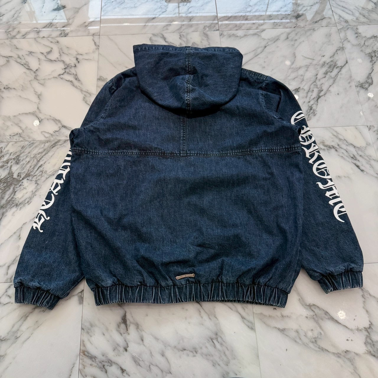 CHROME HEARTS 2024AW Leather Cemetery Triple Cross Denim Anorak Jacket Size M クロムハーツ レザーセメタリートリプルクロス デニム アノラック ジャケット サイズM