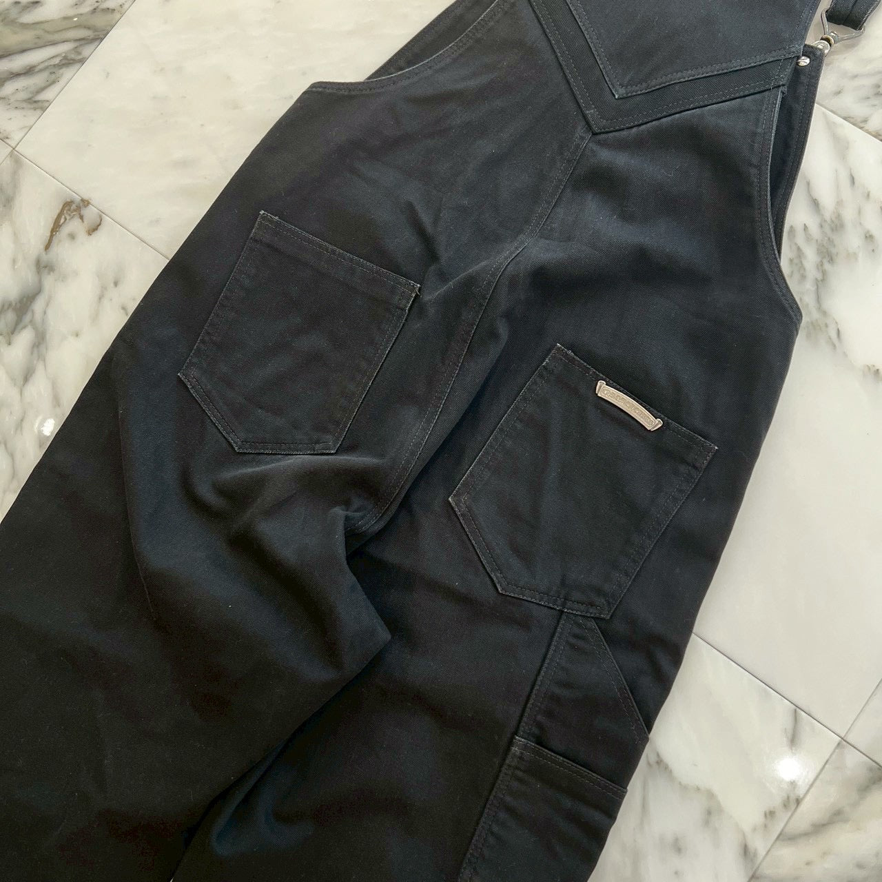 CHROME HEARTS Horseshoe Button Flare Knee Denim OVERALL Size 32 クロムハーツ ホースシューボタン フレアニー デニムオーバーオール サイズ32