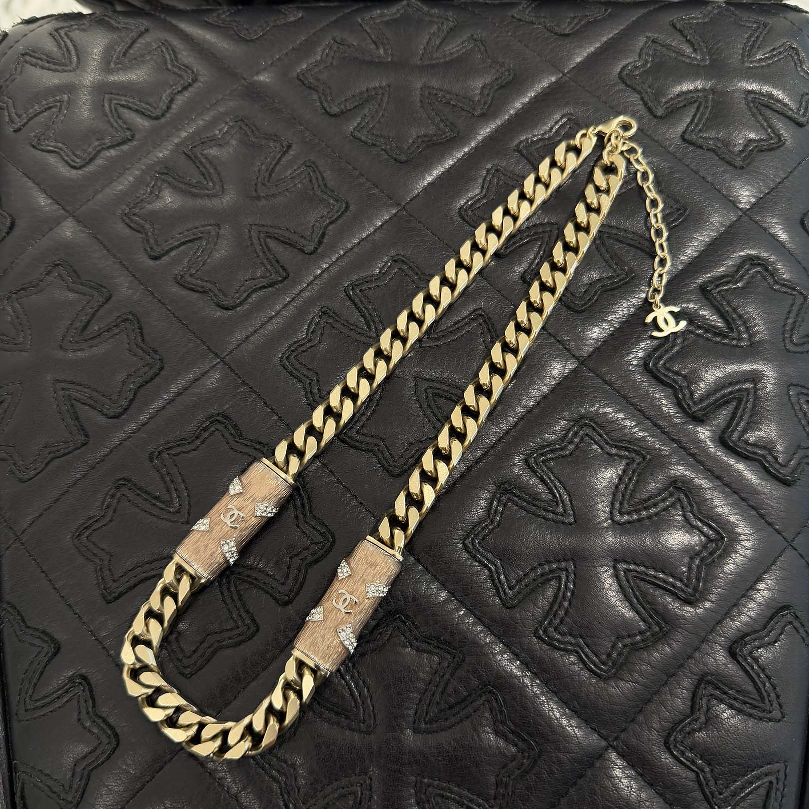 CHANEL 2021AW Coco Mark Curb Chain Rhinestone Necklace シャネル ココマークカーブチェーンラインストーンネックレス