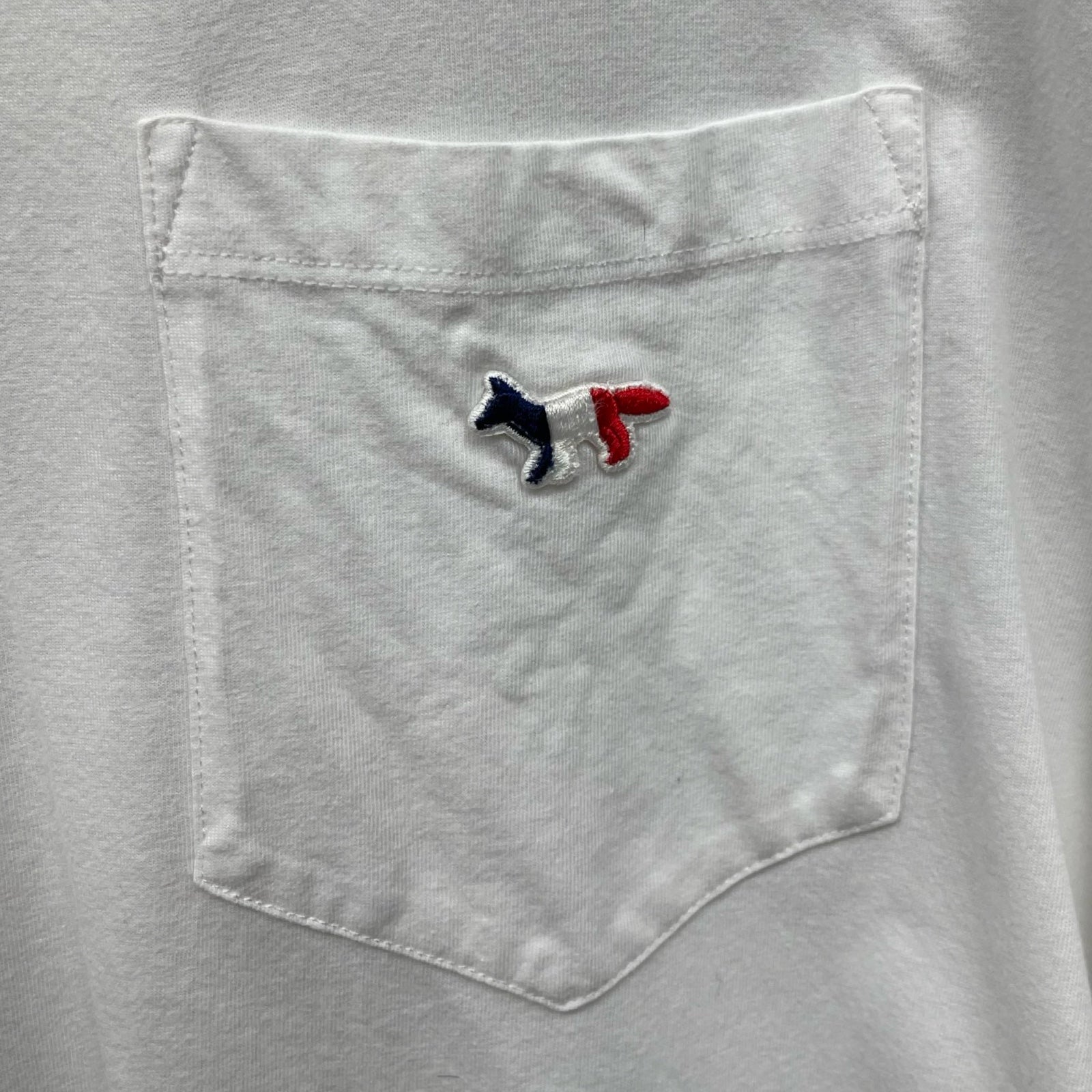 MAISON KITSUNE TRICOLOR FOX PATCH Tee AM00102KJ0010 Size XL