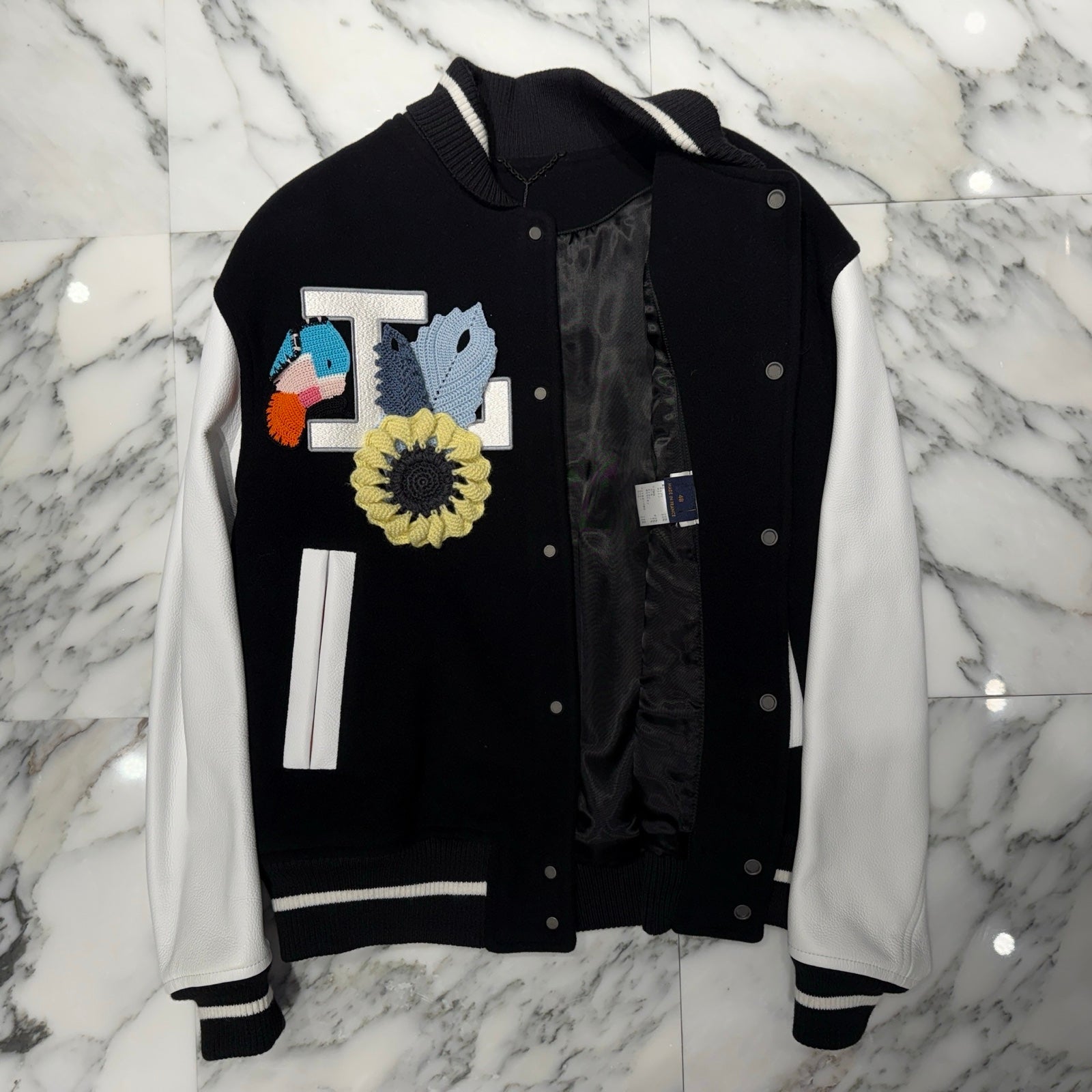 LOUIS VUITTON 2022SS Crochet Flower Varsity Jacket 1A7QJ6 Size 48