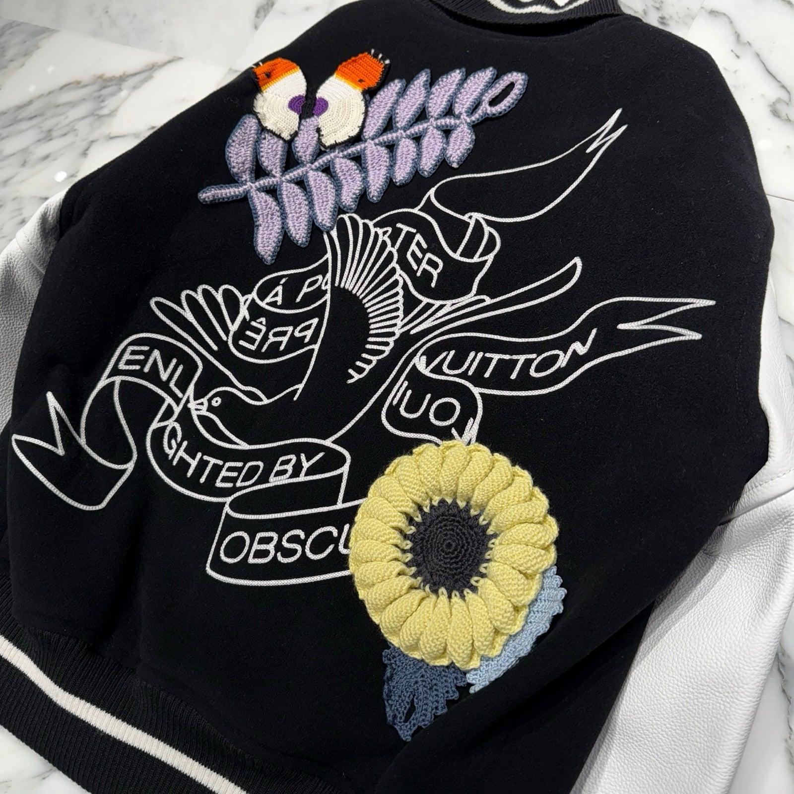LOUIS VUITTON 2022SS Crochet Flower Varsity Jacket 1A7QJ6 Size 48