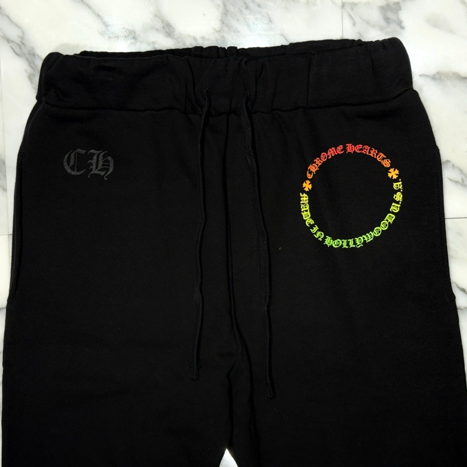 CHROME HEARTS Gradient Circle Logo Floral Cross Sweat Long Pants Size M
