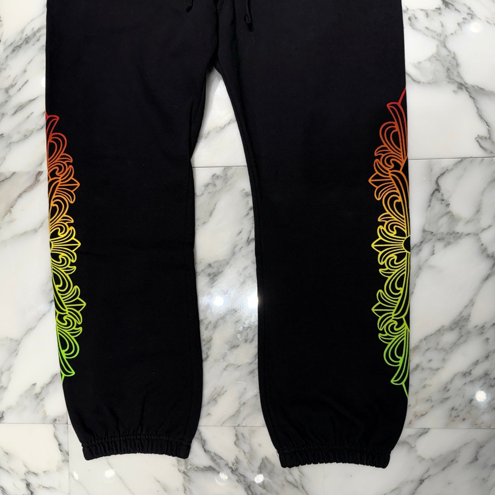CHROME HEARTS Gradient Circle Logo Floral Cross Sweat Long Pants Size M
