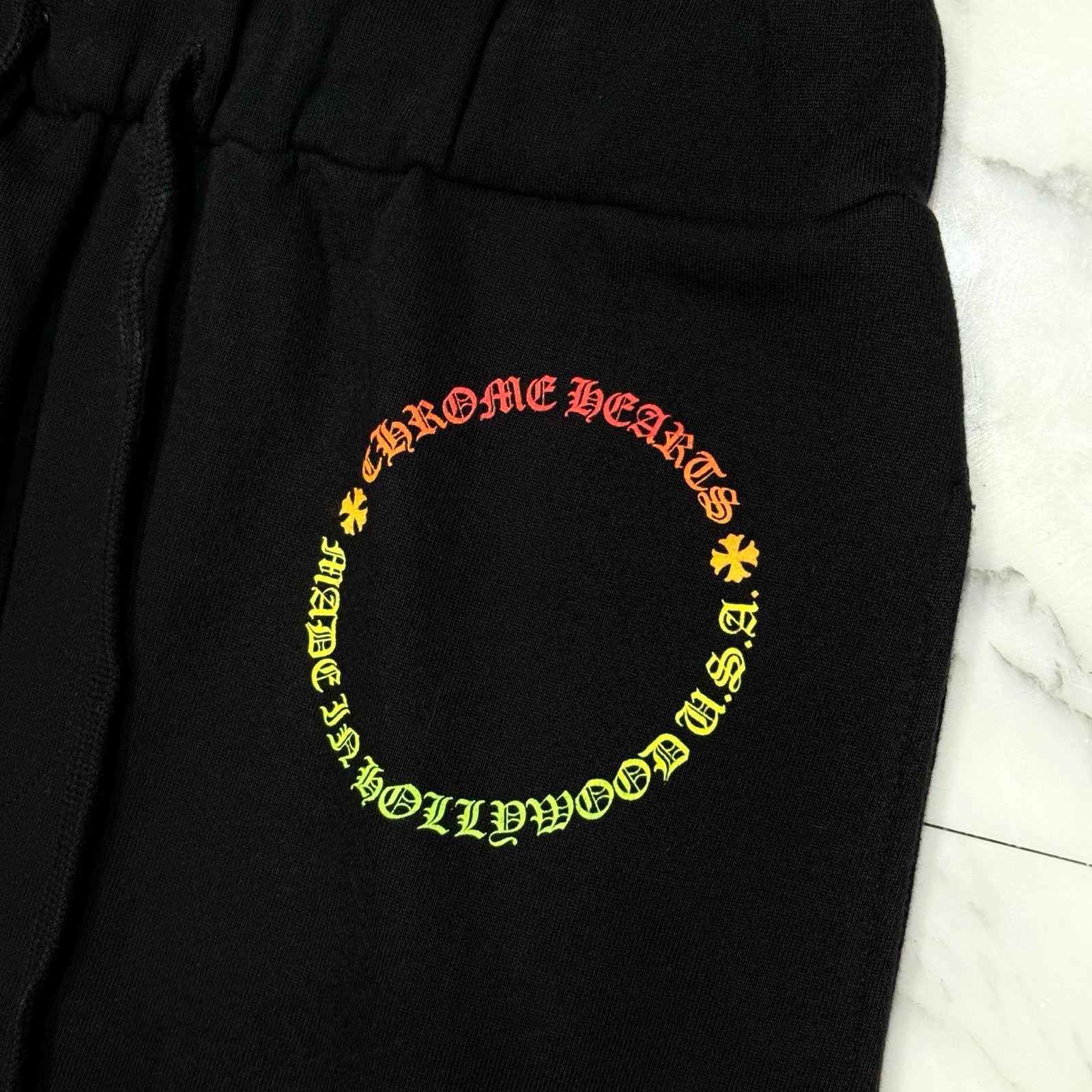 CHROME HEARTS Gradient Circle Logo Floral Cross Sweat Long Pants Size M