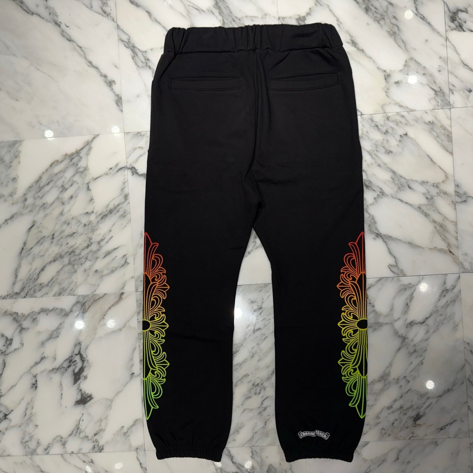 CHROME HEARTS Gradient Circle Logo Floral Cross Sweat Long Pants Size M