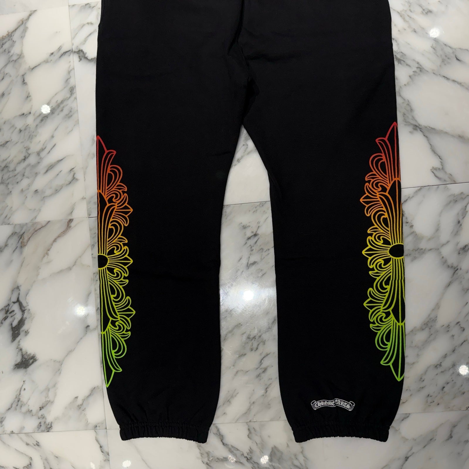 CHROME HEARTS Gradient Circle Logo Floral Cross Sweat Long Pants Size M