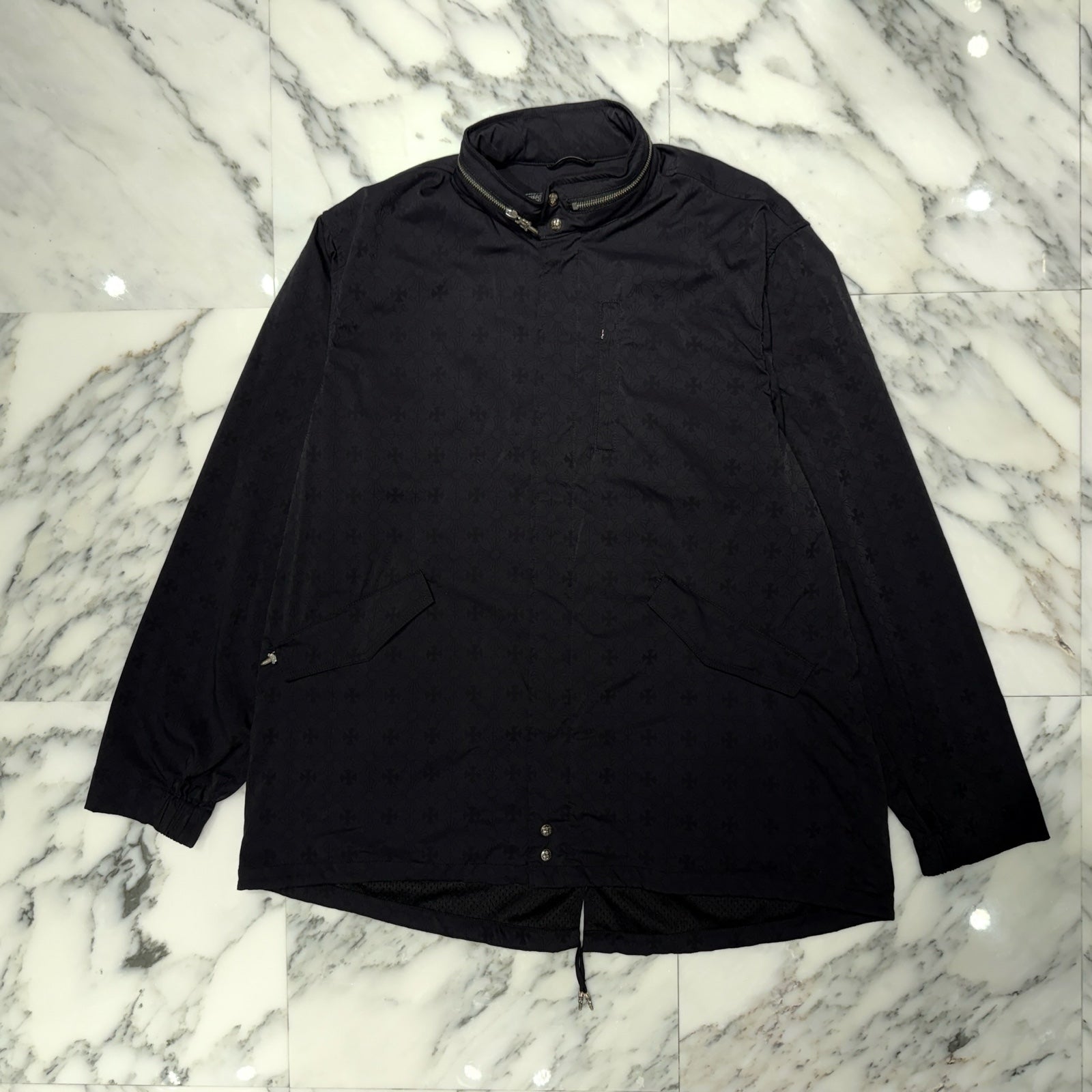 CHROME HEARTS CH Plus Cross Dagger Zip Nylon Coat Size M