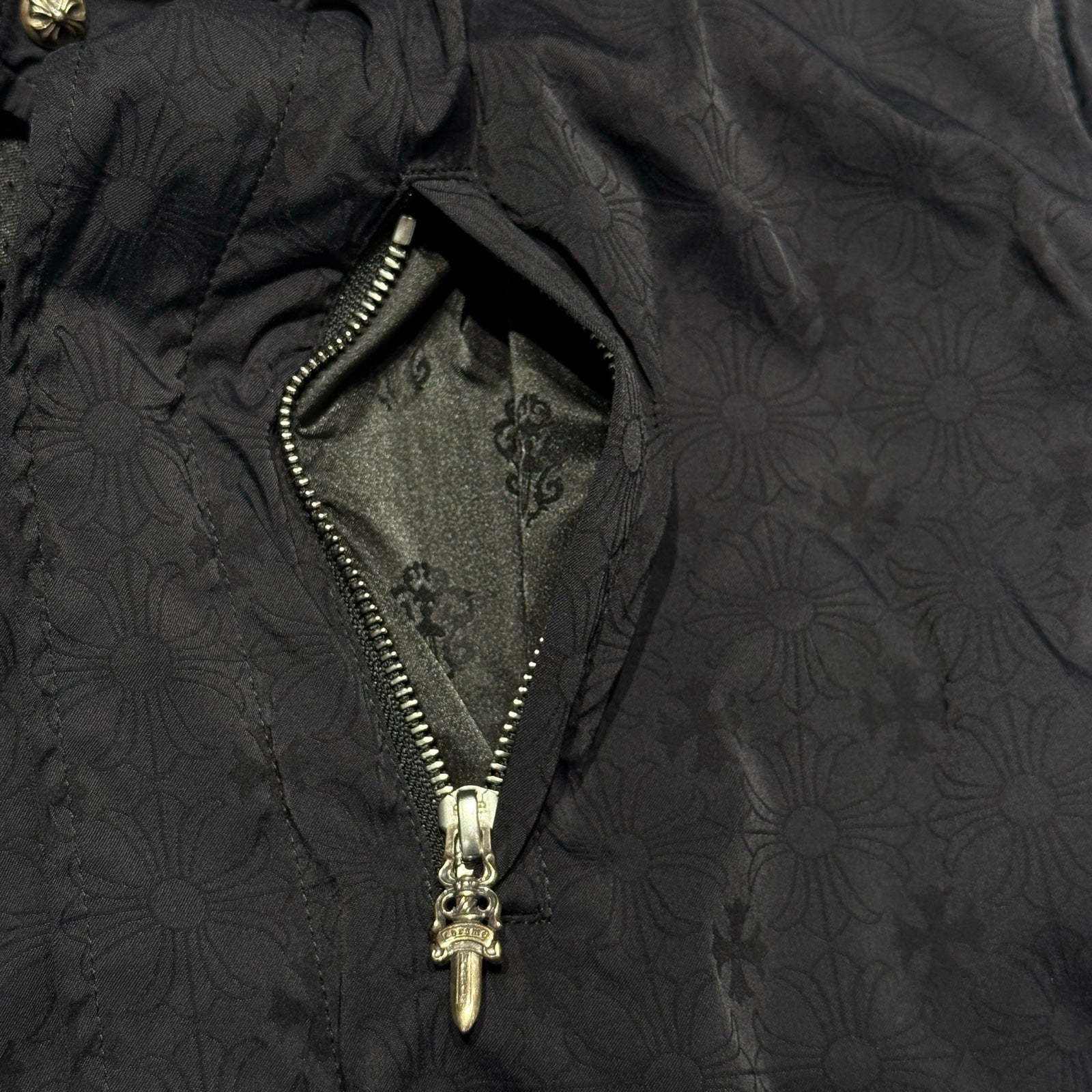 CHROME HEARTS CH Plus Cross Dagger Zip Nylon Coat Size M