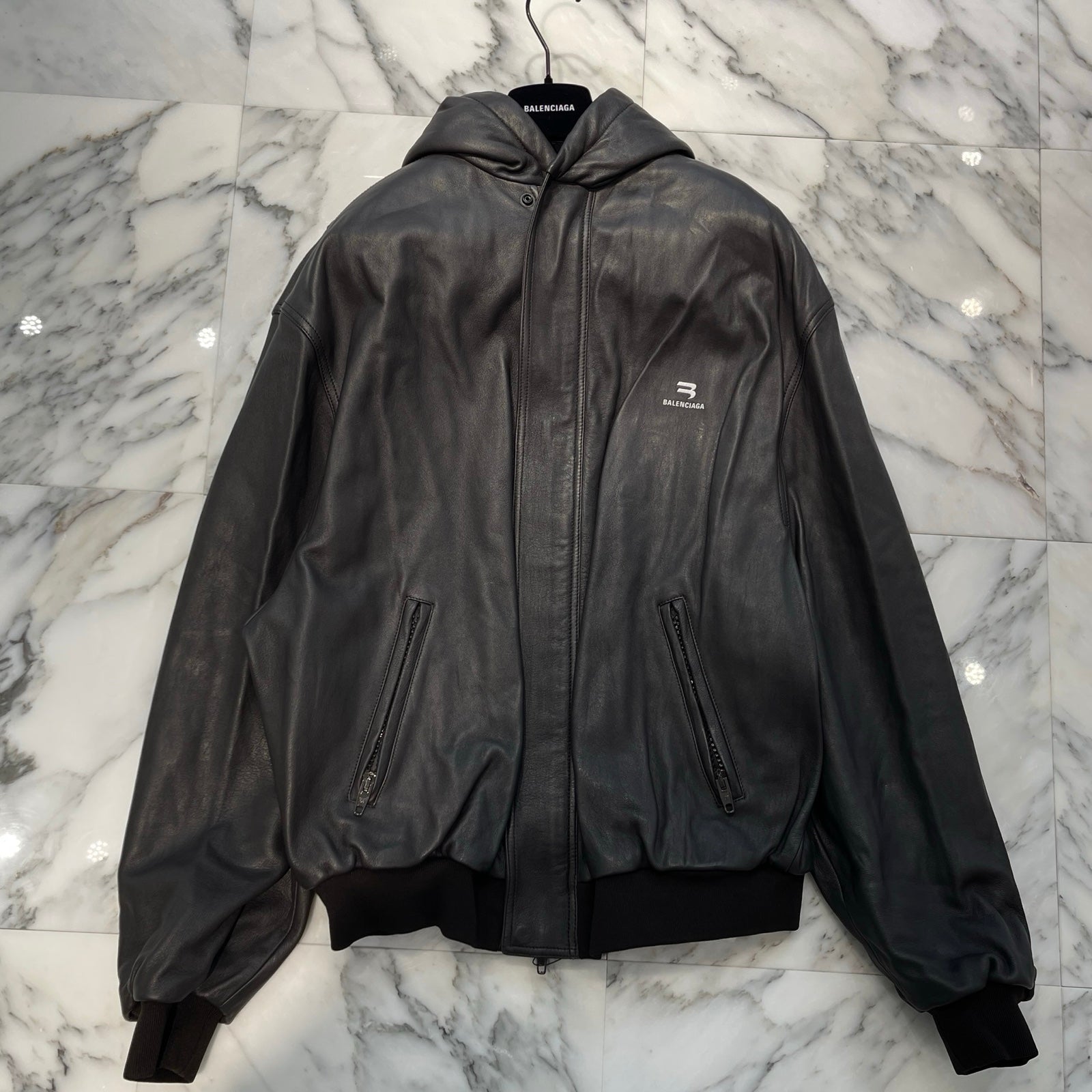 BALENCIAGA 2022AW Sporty B Leather Taxi Jacket 719225 TLS01 Size 44 バレンシアガ スポーティB レザー タクシー ジャケット サイズ44