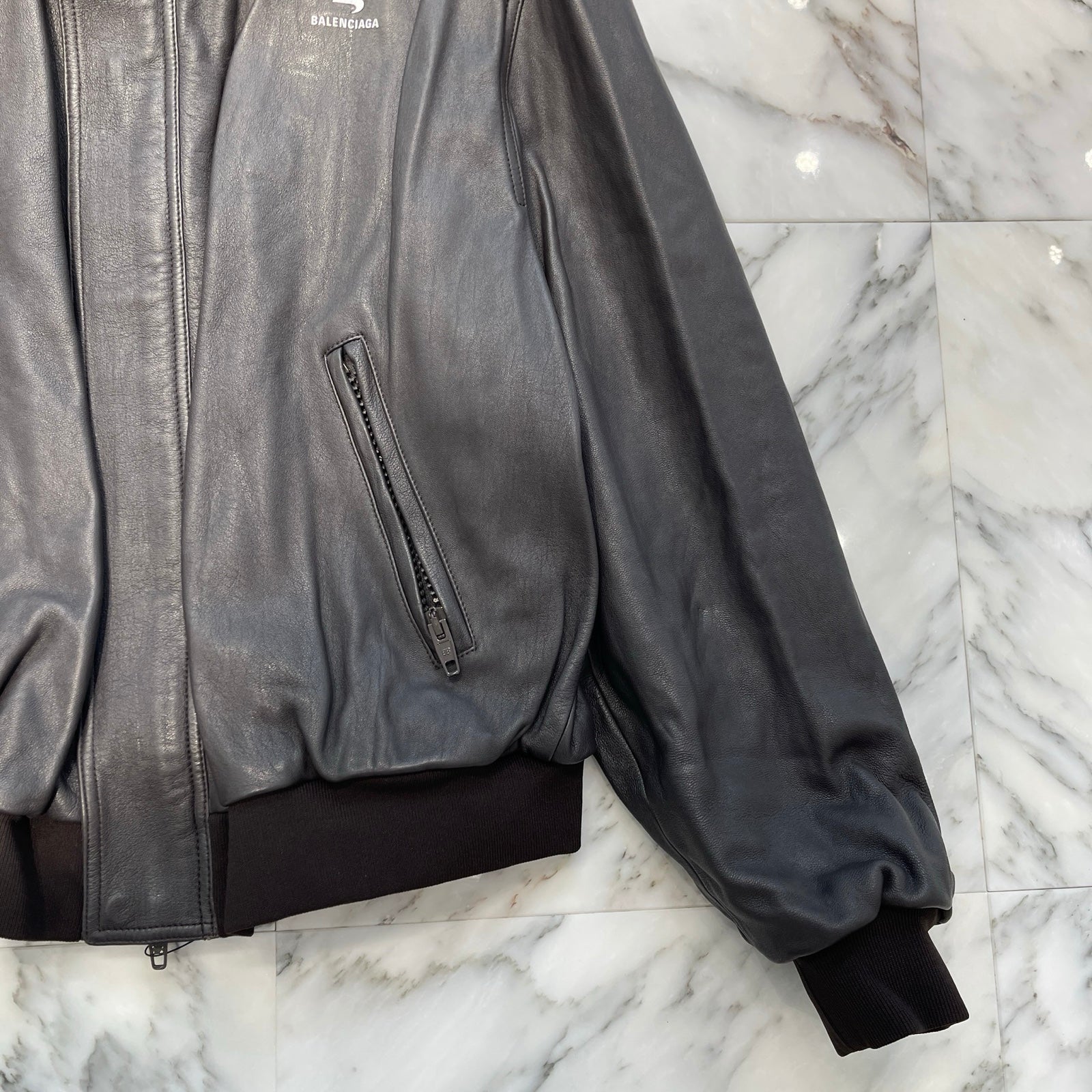 BALENCIAGA 2022AW Sporty B Leather Taxi Jacket 719225 TLS01 Size 44 バレンシアガ スポーティB レザー タクシー ジャケット サイズ44