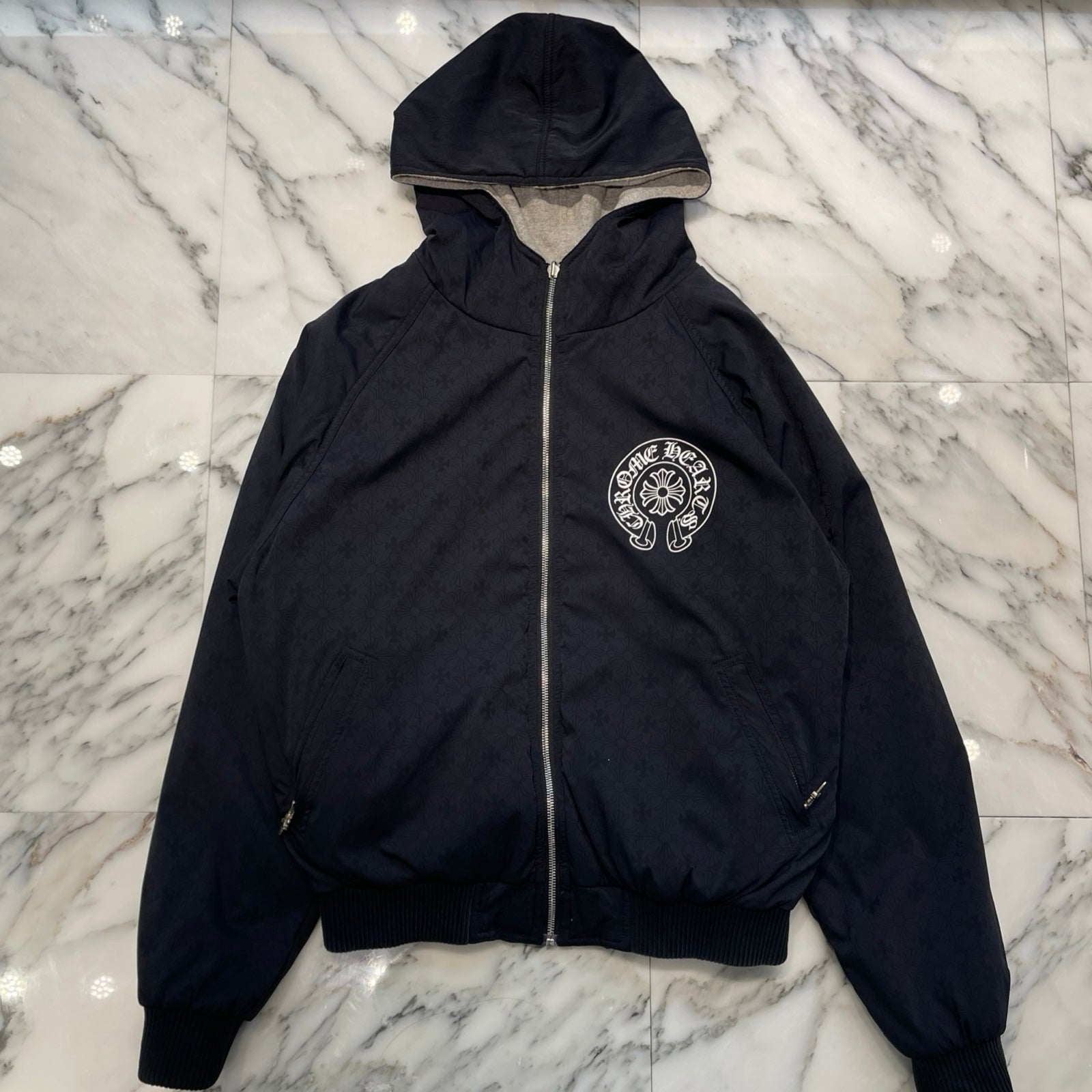 CHROME HEARTS U.G.E.D Reversible Nylon Zip Up Hoodie Jacket Size M クロムハーツ リバーシブル ナイロン ジップアップフーディージャケット サイズM