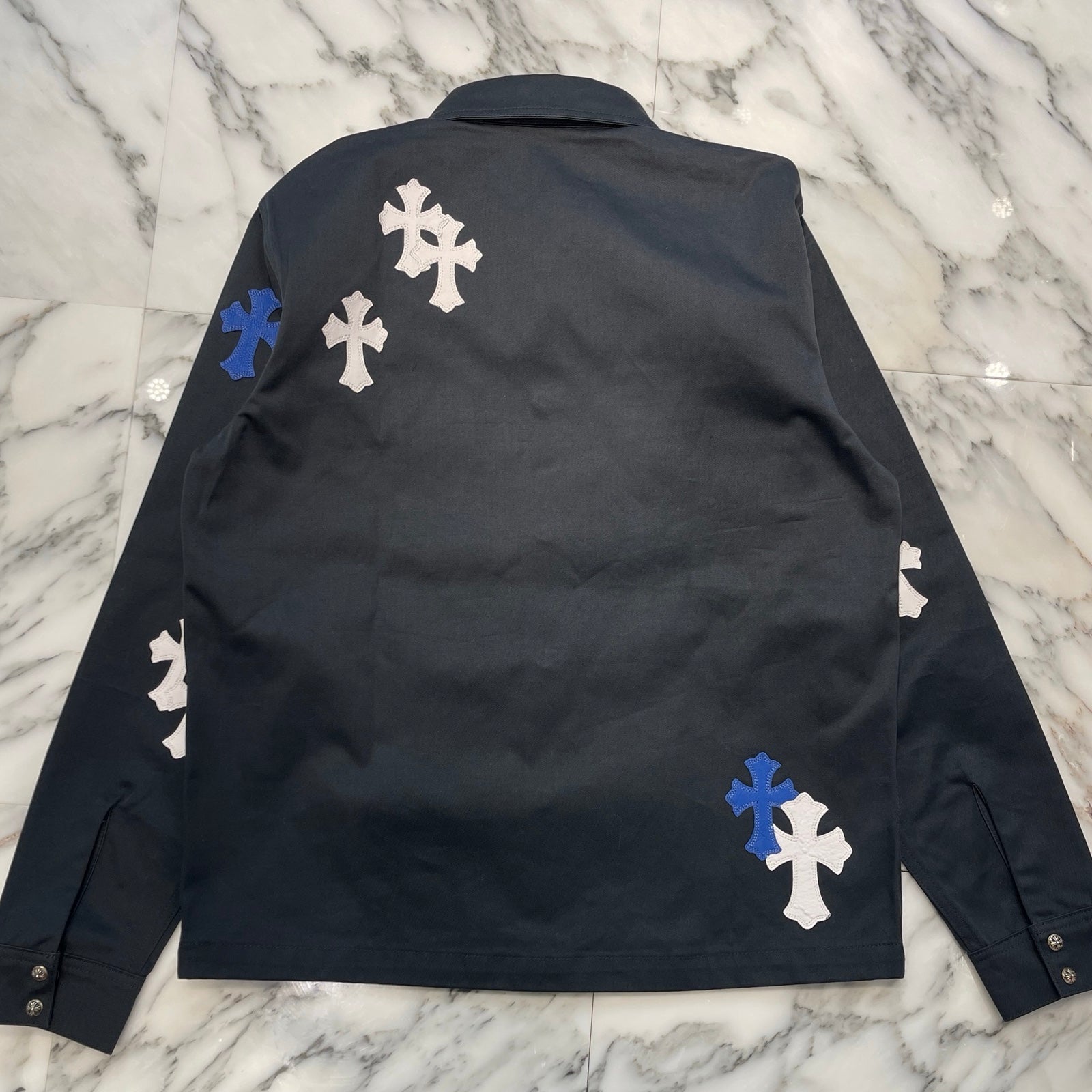 CHROME HEARTS Y NOT Work Dog Cross Patch Denim Shirt Jacket Size M クロムハーツ ワークドッグ クロスパッチ デニムシャツジャケット サイズM