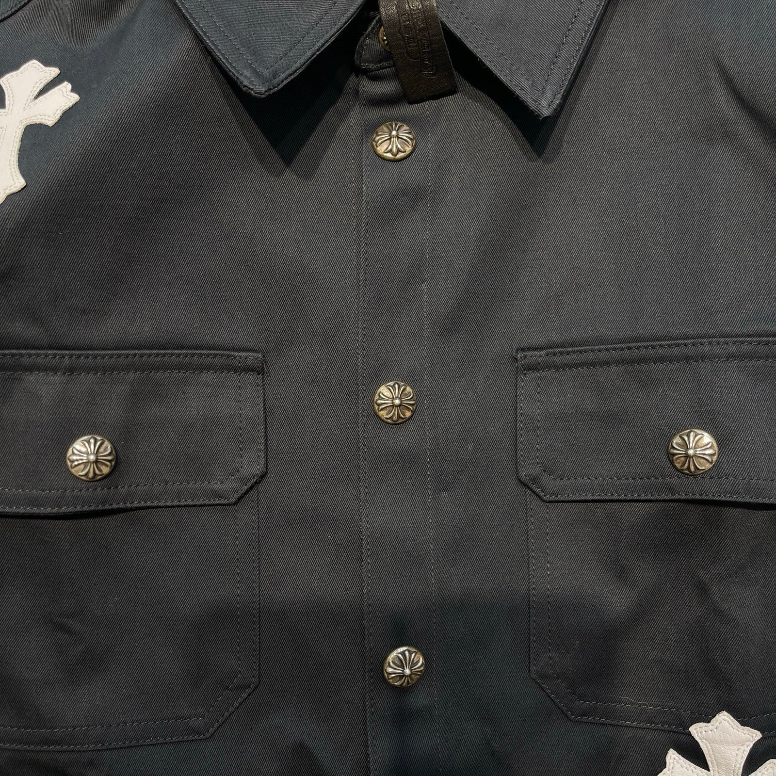 CHROME HEARTS Y NOT Work Dog Cross Patch Denim Shirt Jacket
