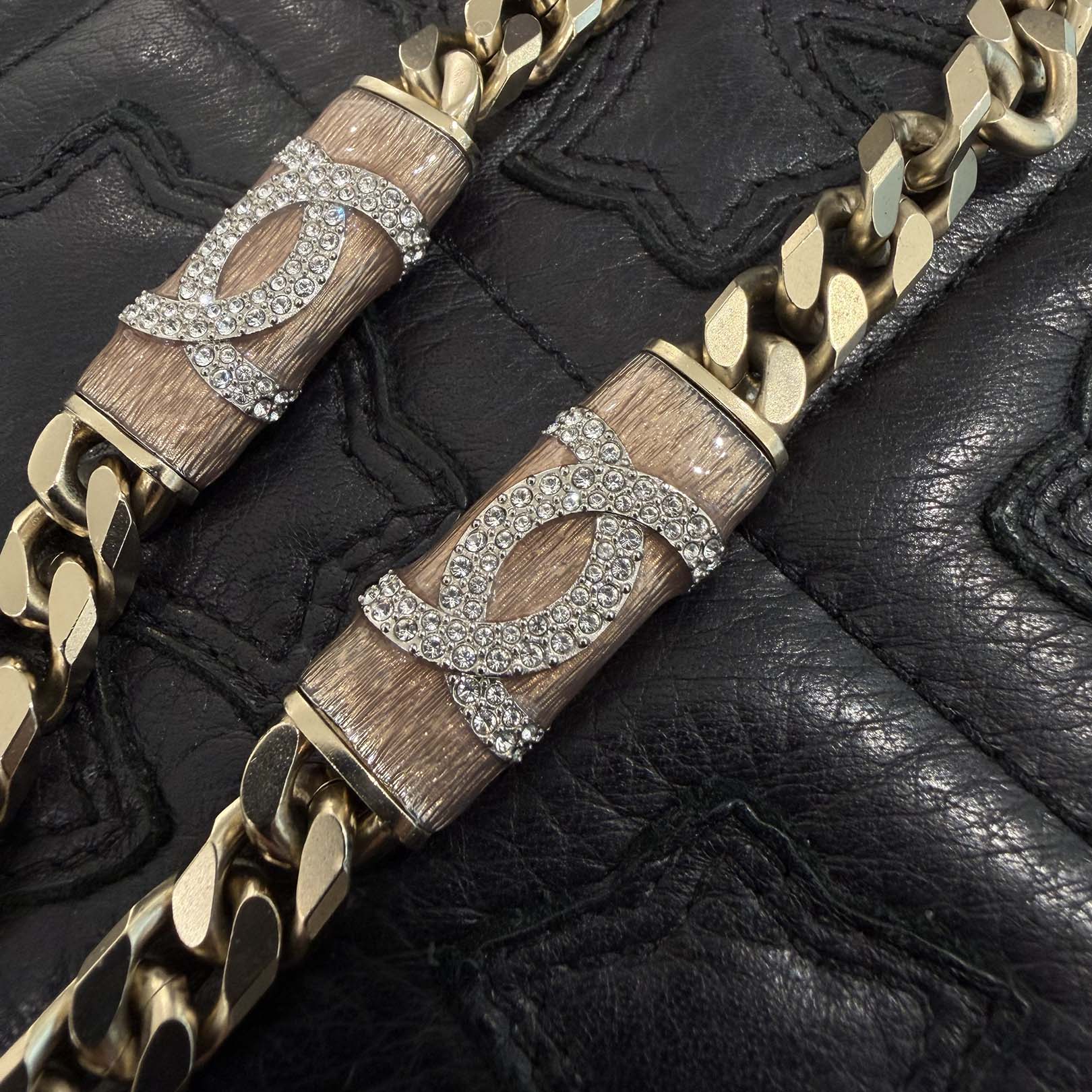 CHANEL 2021AW Coco Mark Curb Chain Rhinestone Necklace シャネル ココマークカーブチェーンラインストーンネックレス