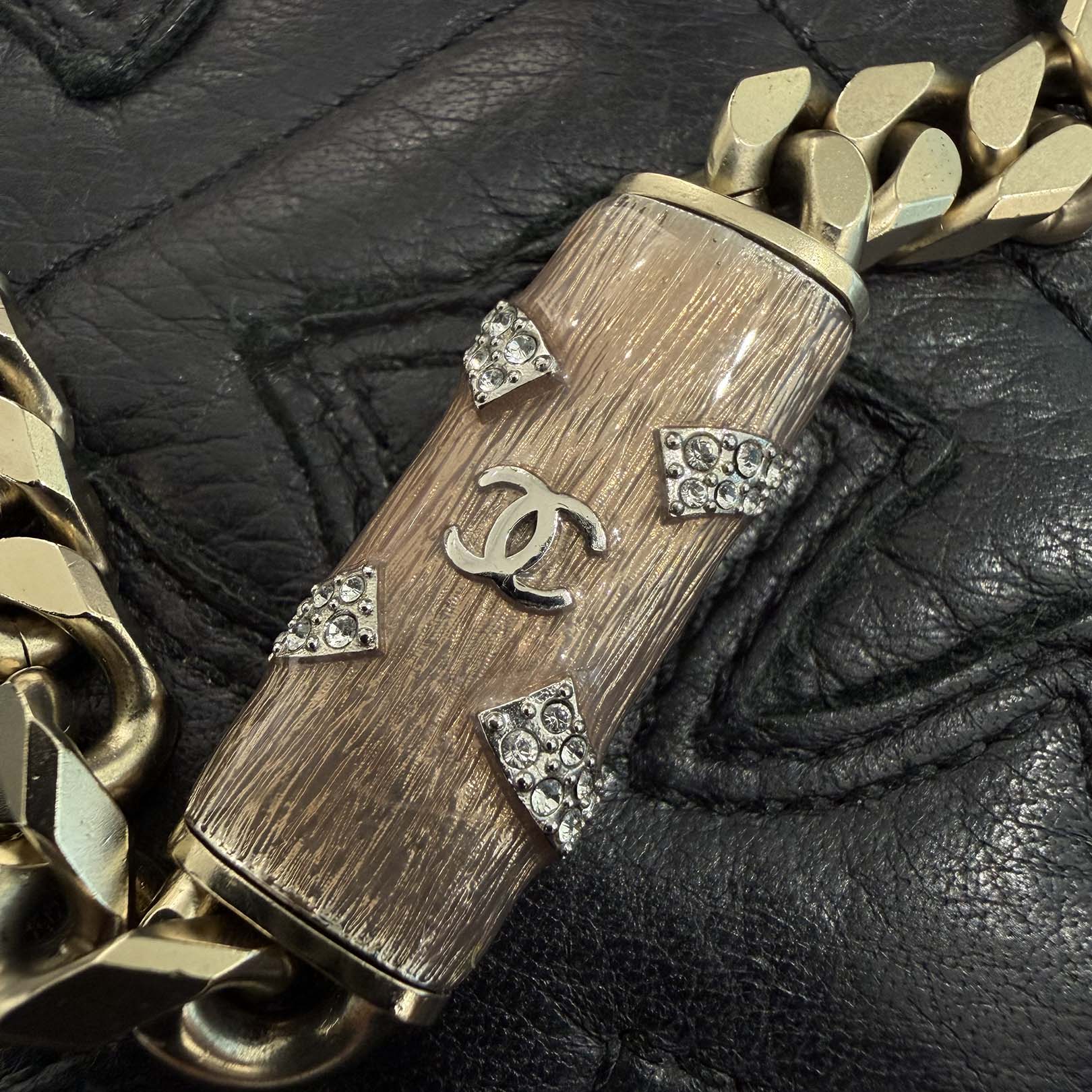 CHANEL 2021AW Coco Mark Curb Chain Rhinestone Necklace シャネル ココマークカーブチェーンラインストーンネックレス