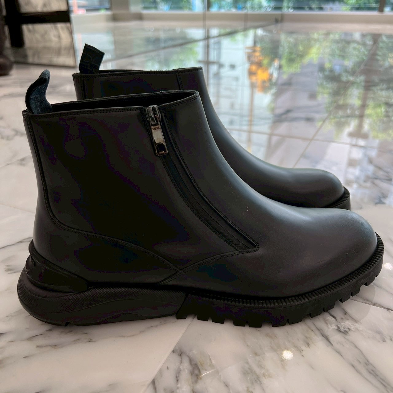 DIOR Side Zip Leather Short Boots 20EBM Size 42（27cm
