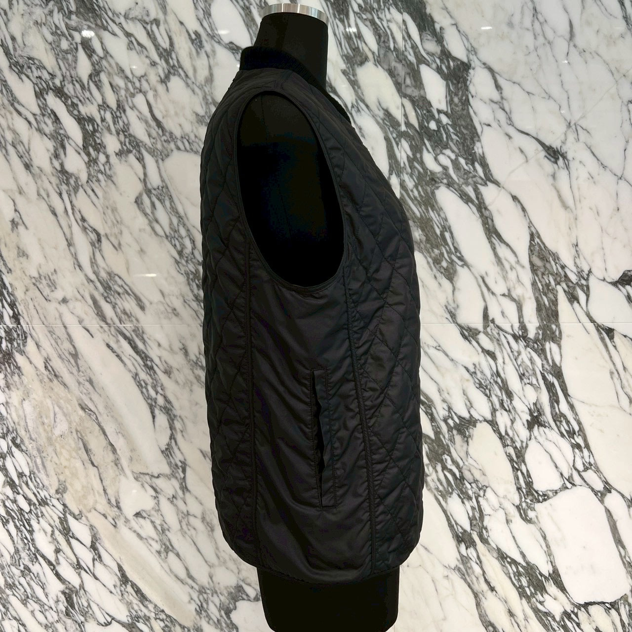 CHROME HEARTS Papa Leather Cross Patch Quilting Vest Size M クロムハーツ パパ レザークロスパッチ ベスト サイズM