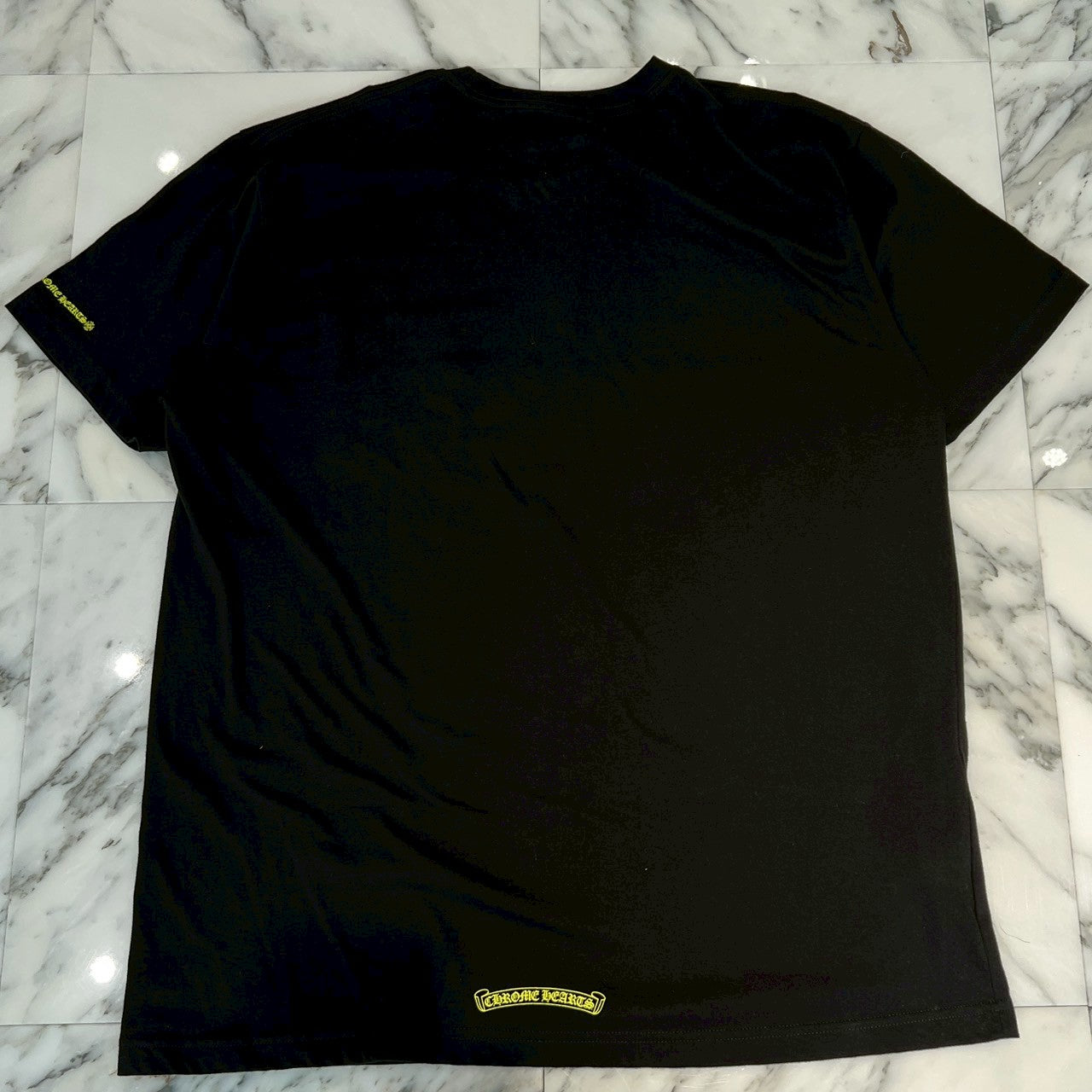 CHROME HEARTS Old English Neck Logo Neon Yellow Tee Size XXL クロムハーツ オールドイングリッシュ ネックロゴ ネオンイエロー Tシャツ サイズXXL