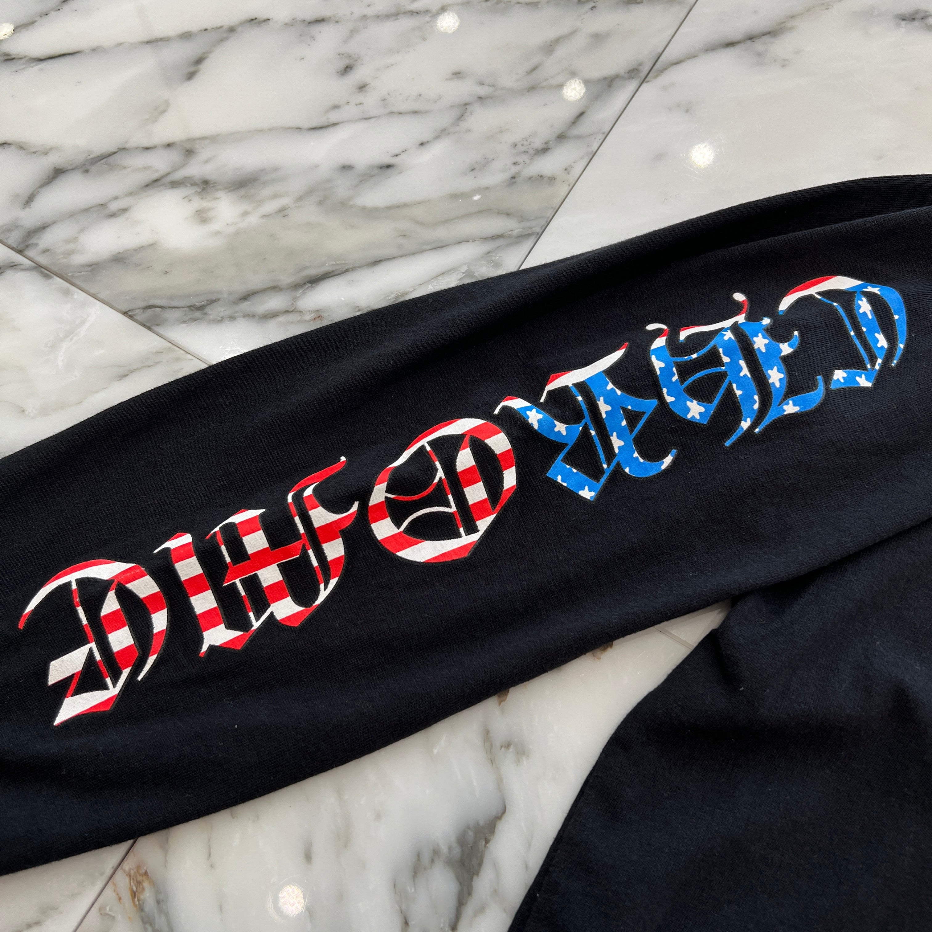 CHROME HEARTS American Flag Back Scroll Logo Label Long Sleeve Tee Size XL クロムハーツ アメリカンフラッグ バックスクロール ロゴラベル ロングスリーブ Tシャツ サイズXL