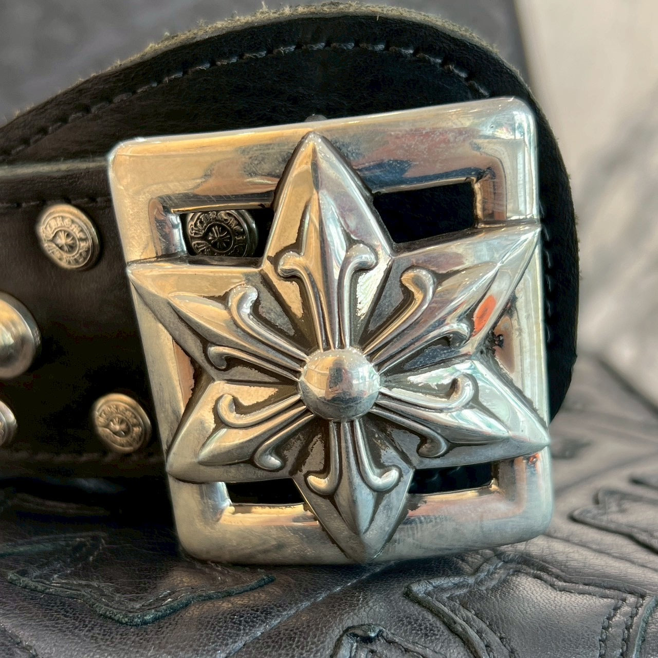 CHROME HEARTS Large Strap Star Buckle Belt Size 34 クロムハーツ ラージストラップ スターバックル ベルト サイズ34