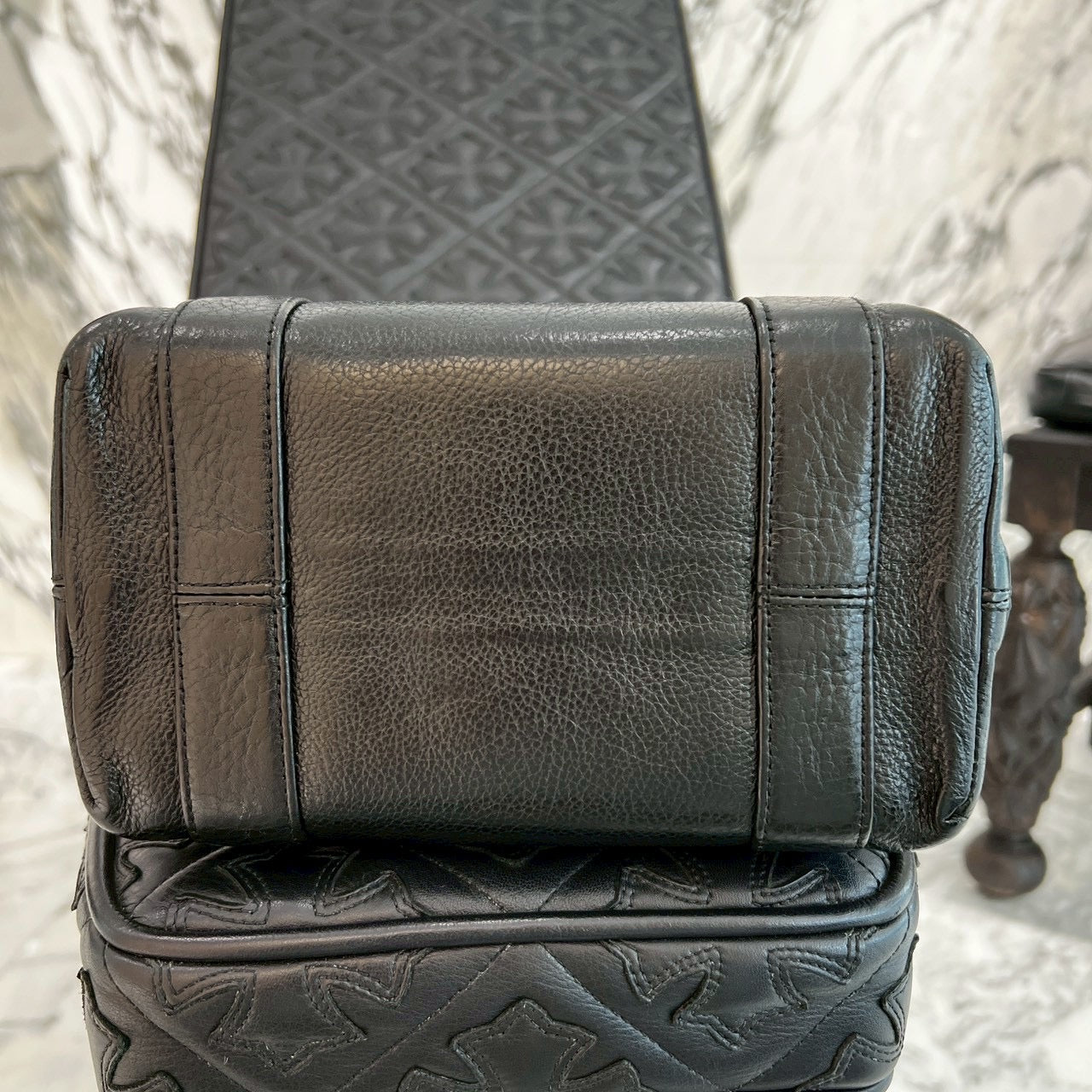 CHROME HEARTS Leather Tote Mini Bag クロムハーツ レザー トート ミニ バッグ