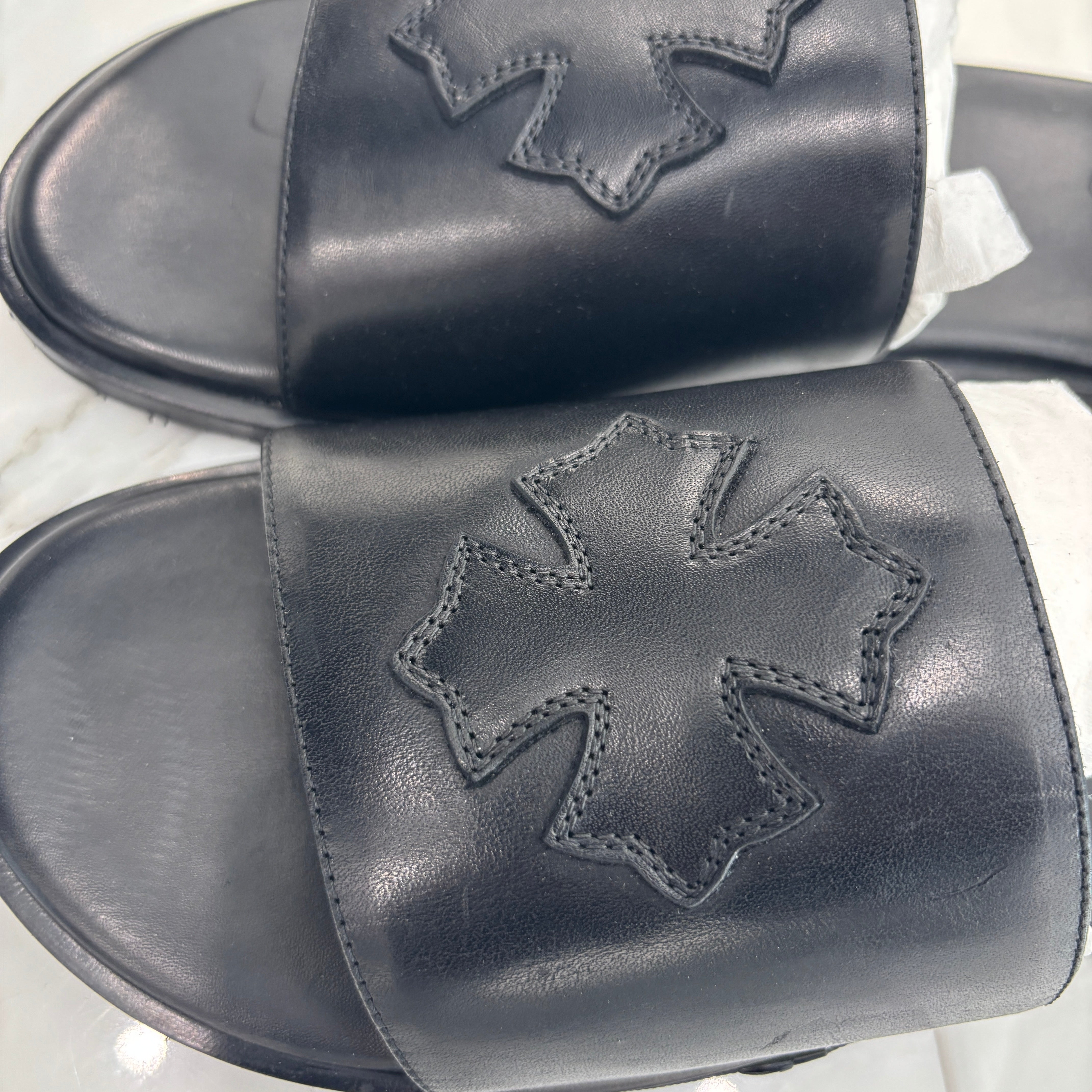 CHROME HEARTS Leather Cross Patch Sandals Size 43（27.5～28cm） クロムハーツ レザークロスパッチ サンダル サイズ43（27.5～28cm）