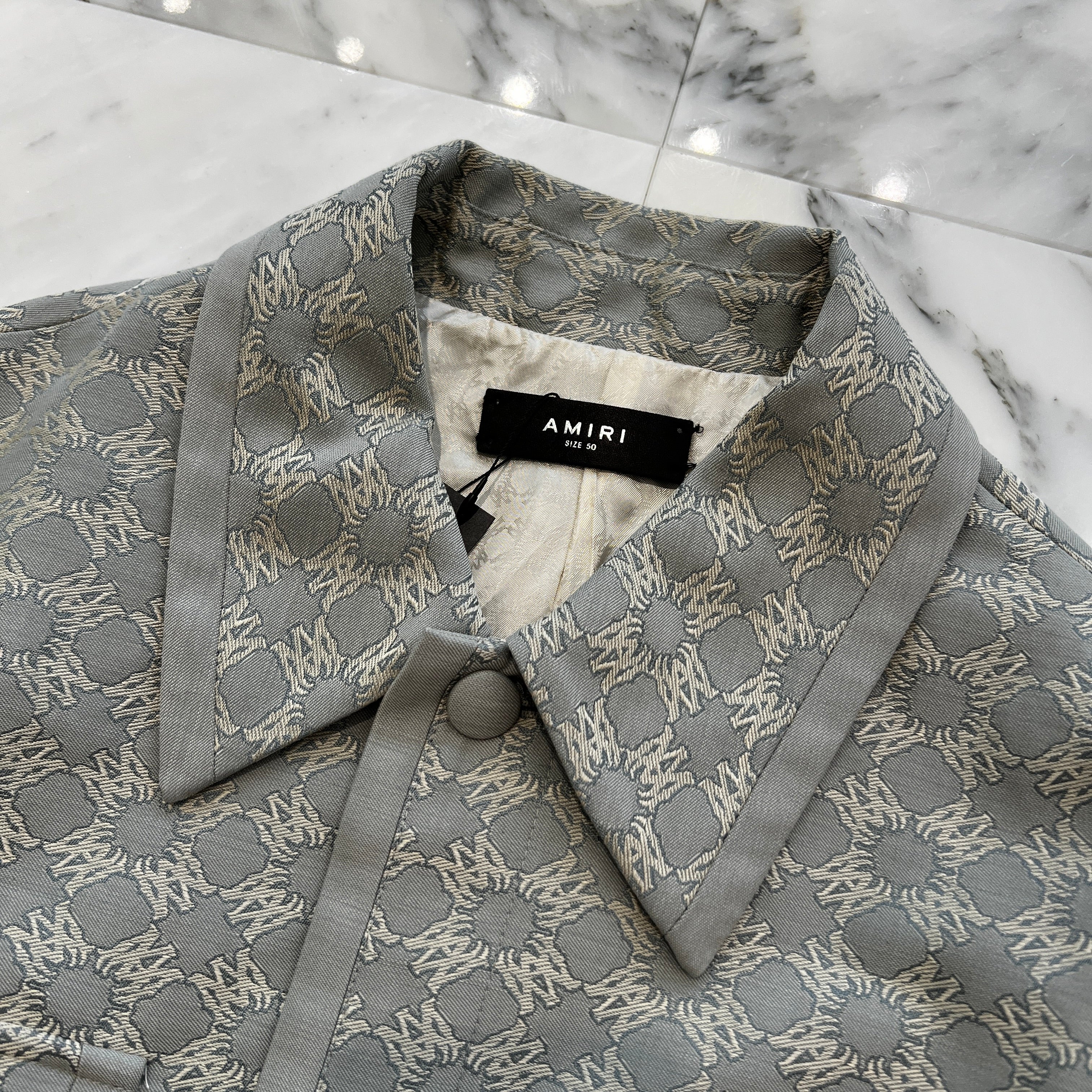 AMIRI 2025SS Monogram Print Buttoned Jacket AMOUBN1072 Size 50 アミリ モノグラム プリント ボタン ジャケット サイズ50