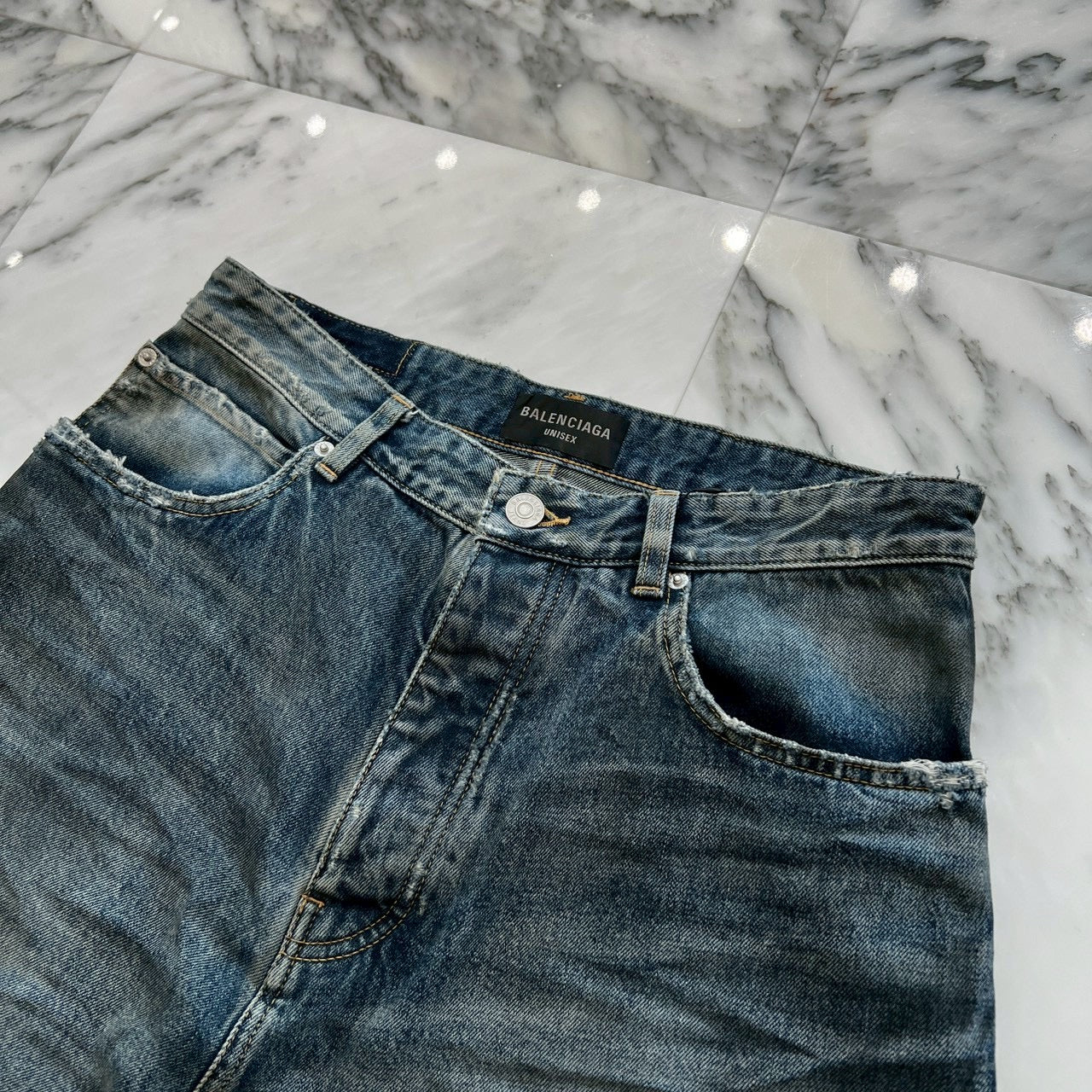 BALENCIAGA 2023SS Distressed Baggy Denim Pants 745213 TNW01 Size XS バレンシアガ ダメージ加工 バギーデニムパンツ サイズXS