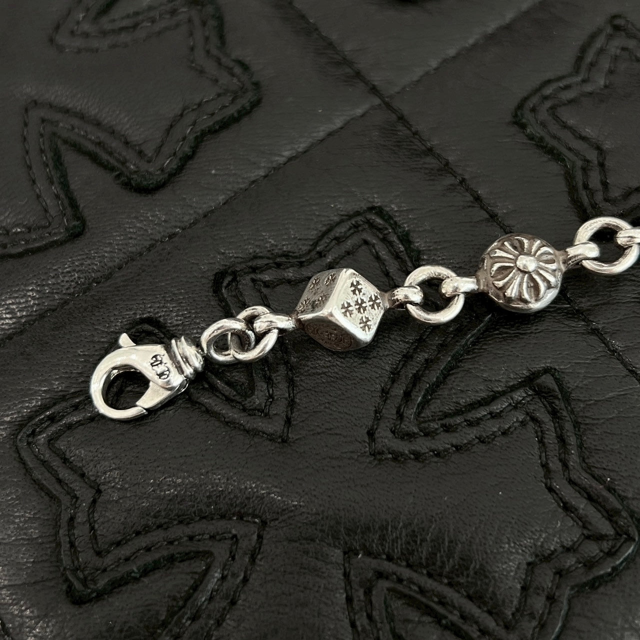 CHROME HEARTS DICE Cross Ball Silver Bracelet Size 8 LINK クロムハーツ ダイス クロスボール シルバー ブレスレット サイズ8リンク