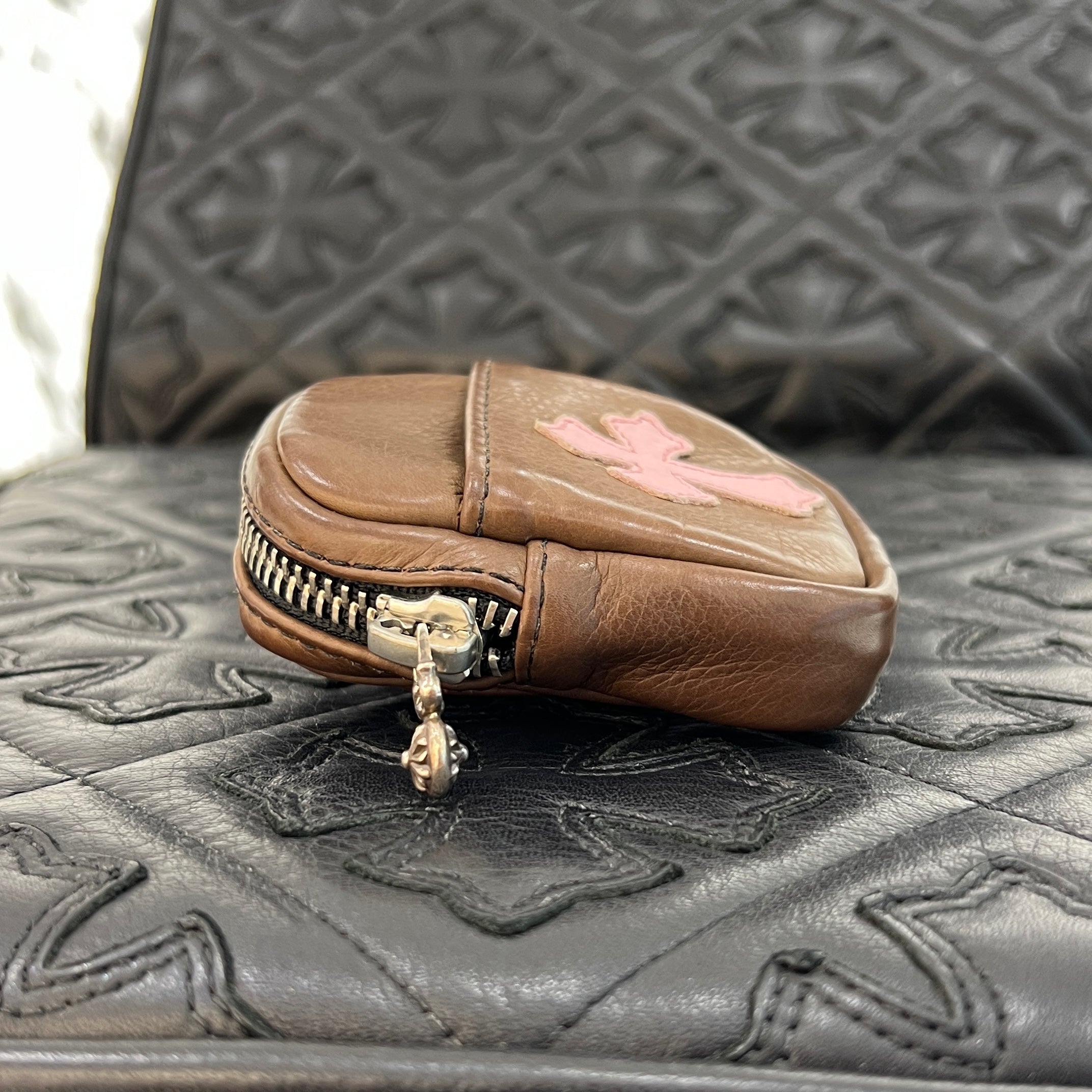 CHROME HEARTS Cross Leather Patch Wrist Bag クロムハーツ クロス
