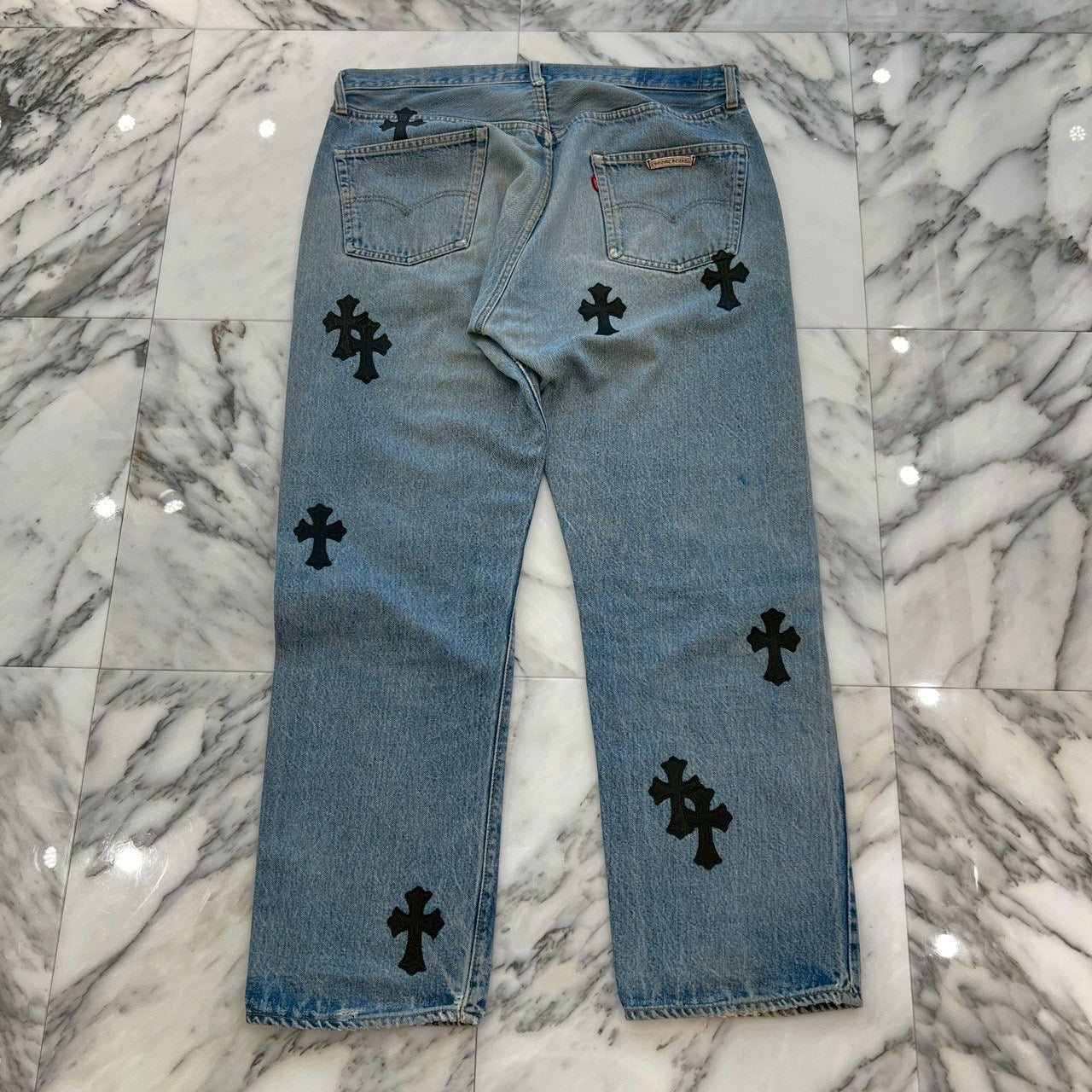 CHROME HEARTS × Levi's Body VNTG Cross Leather Patch Jeans Size 36 クロムハーツ × リーバイスボディ ヴィンテージ クロスレザーパッチ ジーンズ デニムパンツ サイズ36