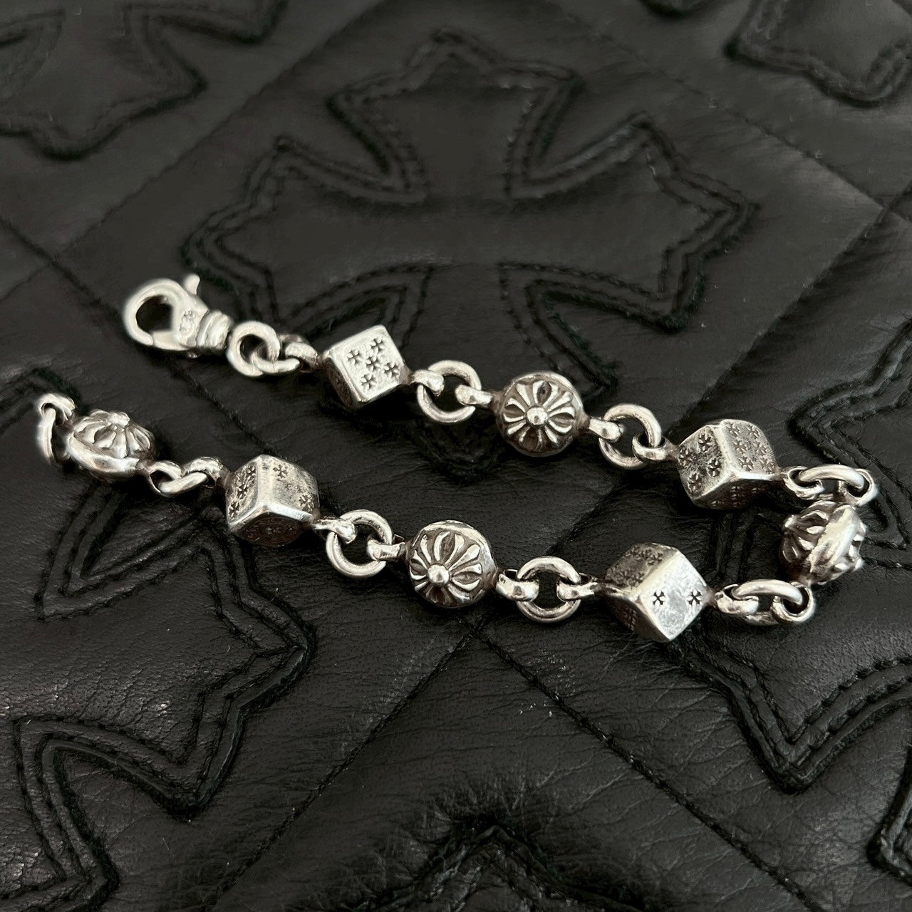 CHROME HEARTS DICE Cross Ball Silver Bracelet Size 8 LINK クロムハーツ ダイス クロスボール シルバー ブレスレット サイズ8リンク