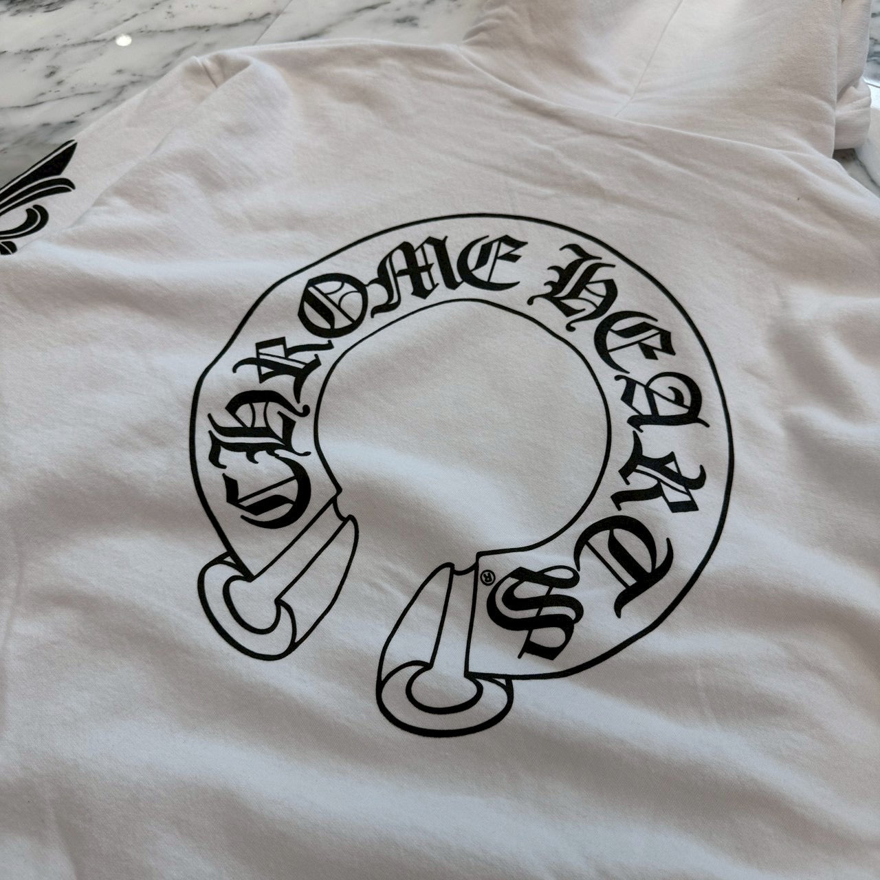 CHROME HEARTS Floral Cross Horseshoe Pullover Hoodie Size L クロムハーツ フローラルクロスホースシュー プルオーバーフーディ サイズL