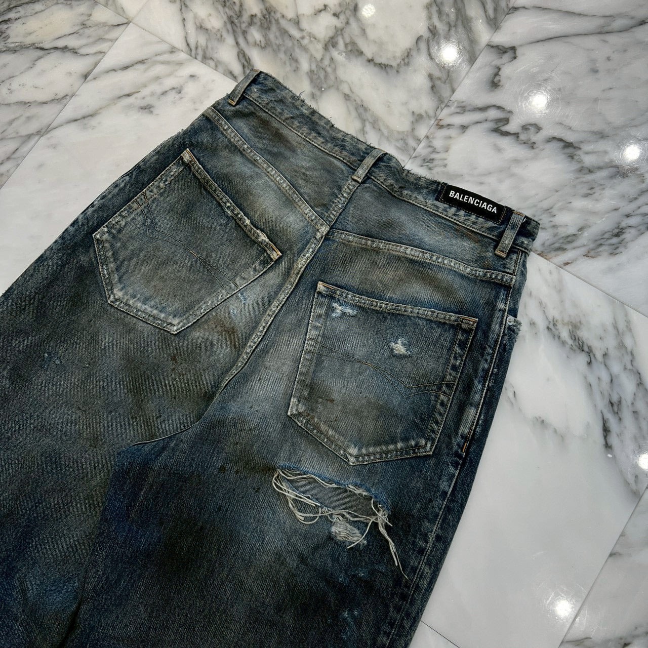 BALENCIAGA 2023SS Distressed Baggy Denim Pants 745213 TNW01 Size XS バレンシアガ ダメージ加工 バギーデニムパンツ サイズXS