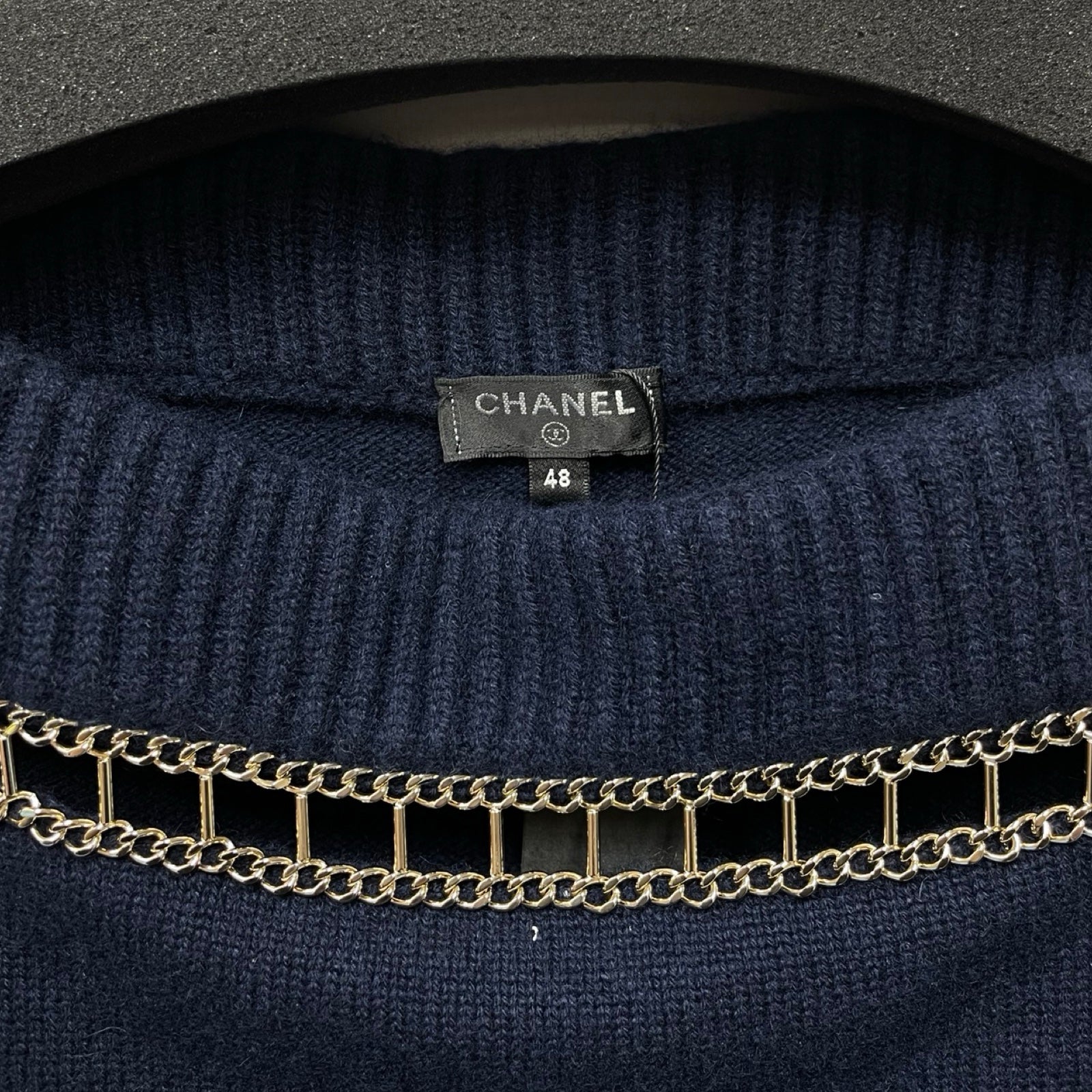 CHANEL 2020AW Cashmere Chain Boat Neck Sweater P62947K48455 Size 48