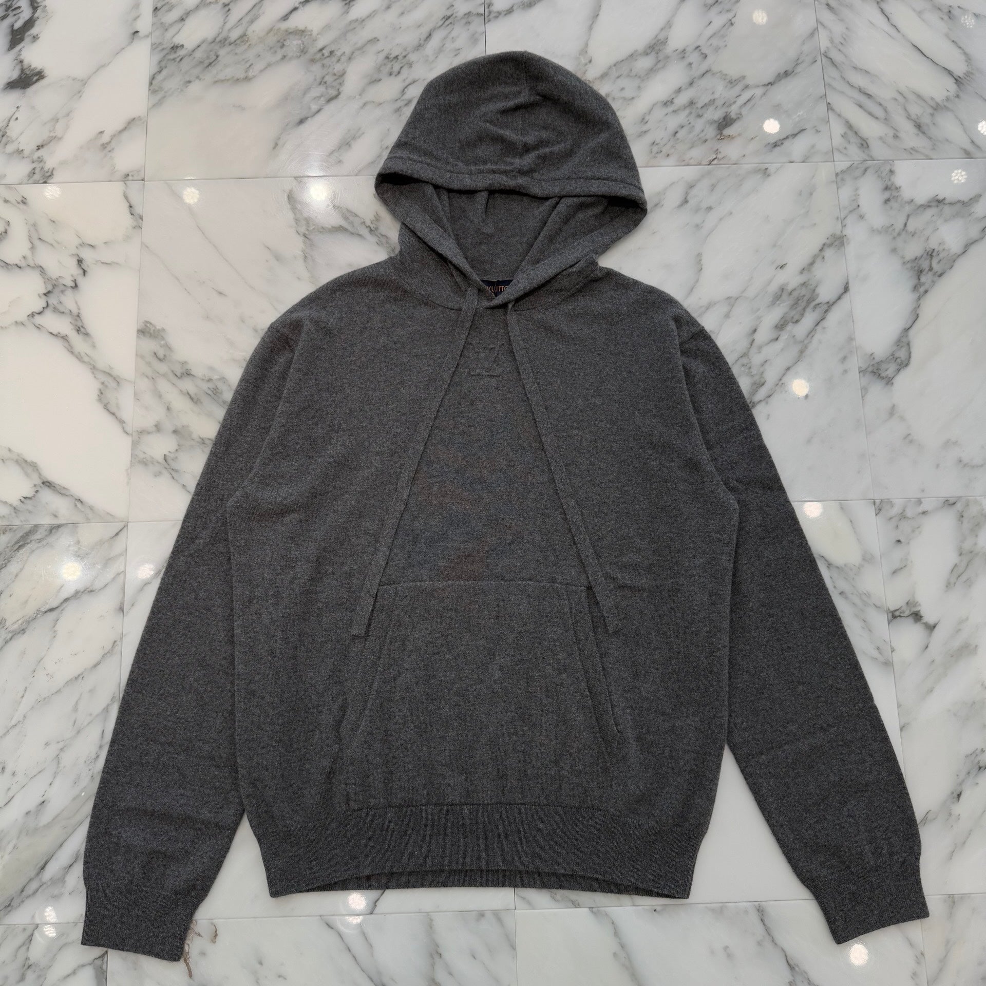 LOUIS VUITTON 2022SS LV Logo Cashmere Knit Pullover Hoodie 1A9VU8 Size M ルイヴィトン LVロゴカシミアニット プルオーバーフーディー サイズM