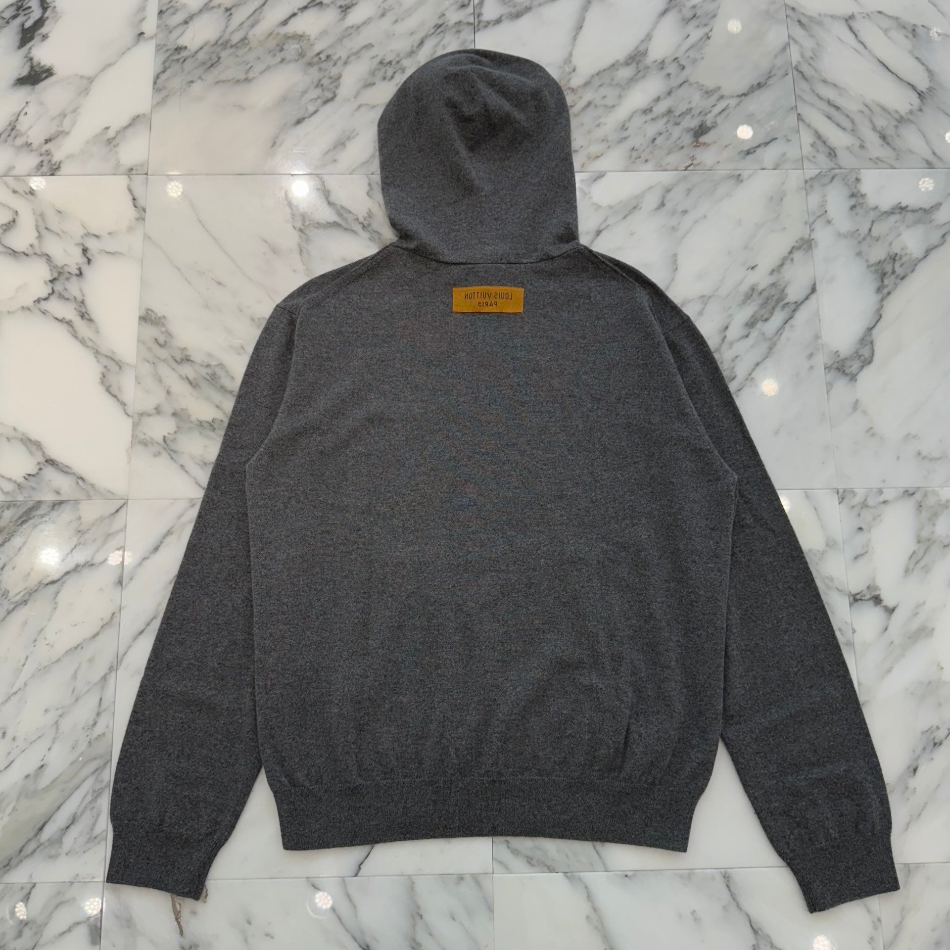 LOUIS VUITTON 2022SS LV Logo Cashmere Knit Pullover Hoodie 1A9VU8 Size M ルイヴィトン LVロゴカシミアニット プルオーバーフーディー サイズM