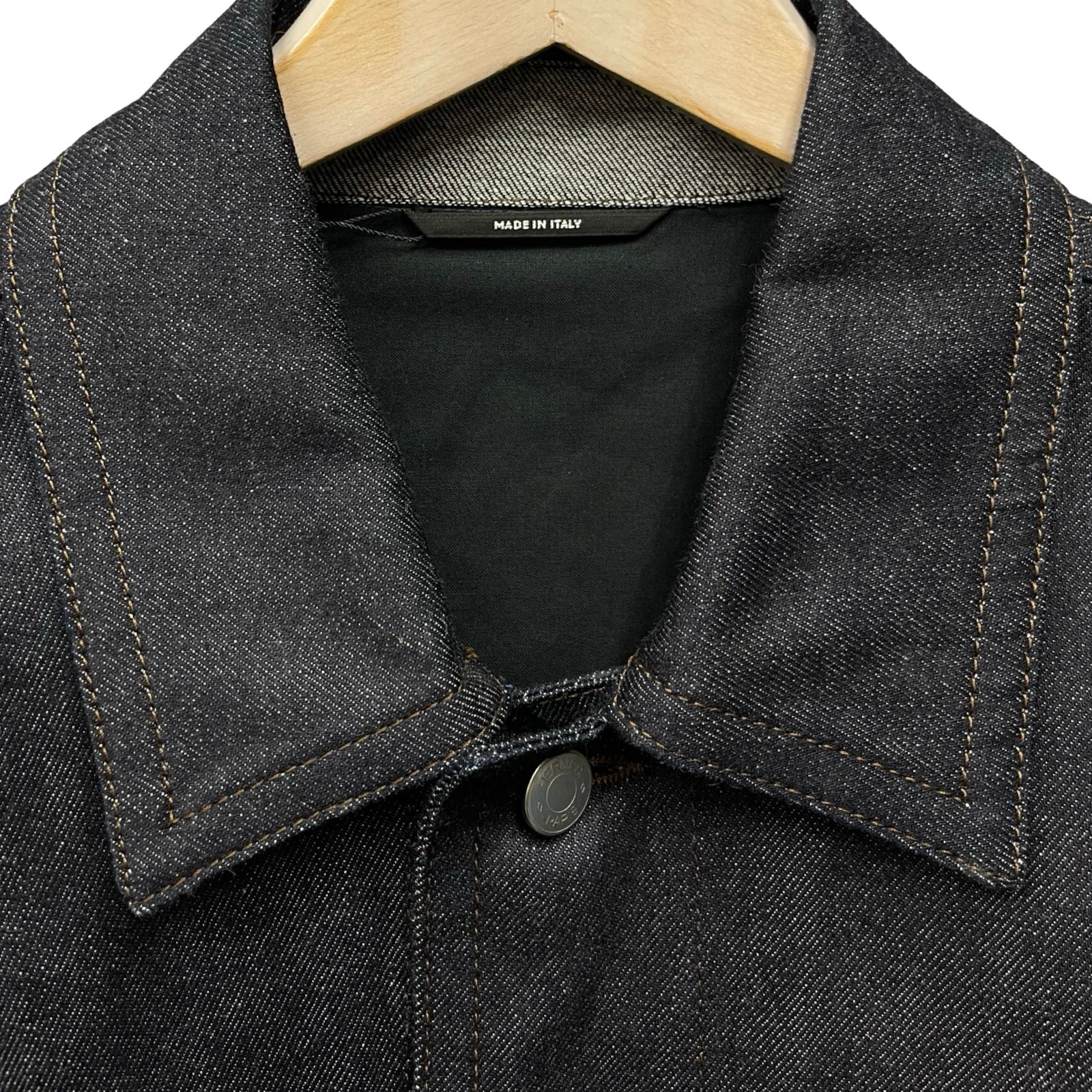 HERMES 2023SS Icon O-Carre Stitched Patch Embellished Denim Jacket H352180HM6050 Size 52